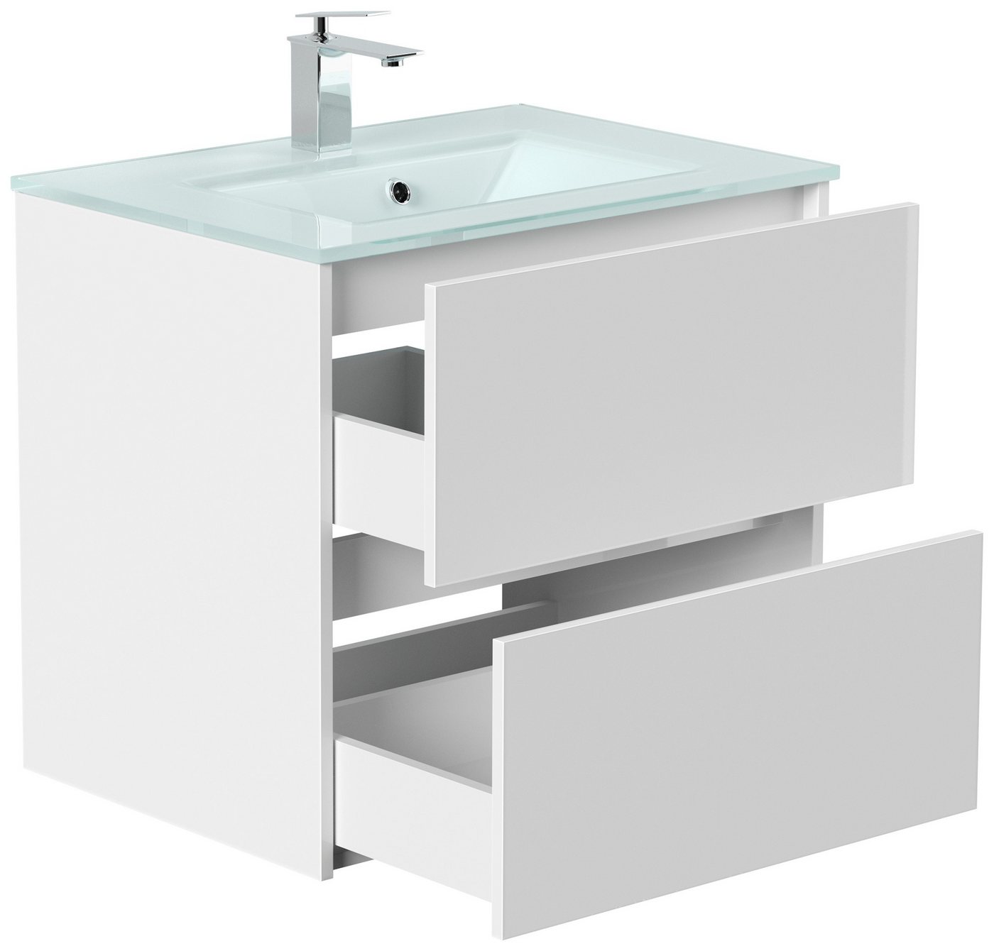Magnolia Home Waschtisch Badmöbel Lina & Waschtisch 70cm 2 Greifraum SoftClose Auszüge weiss ho Bild 2