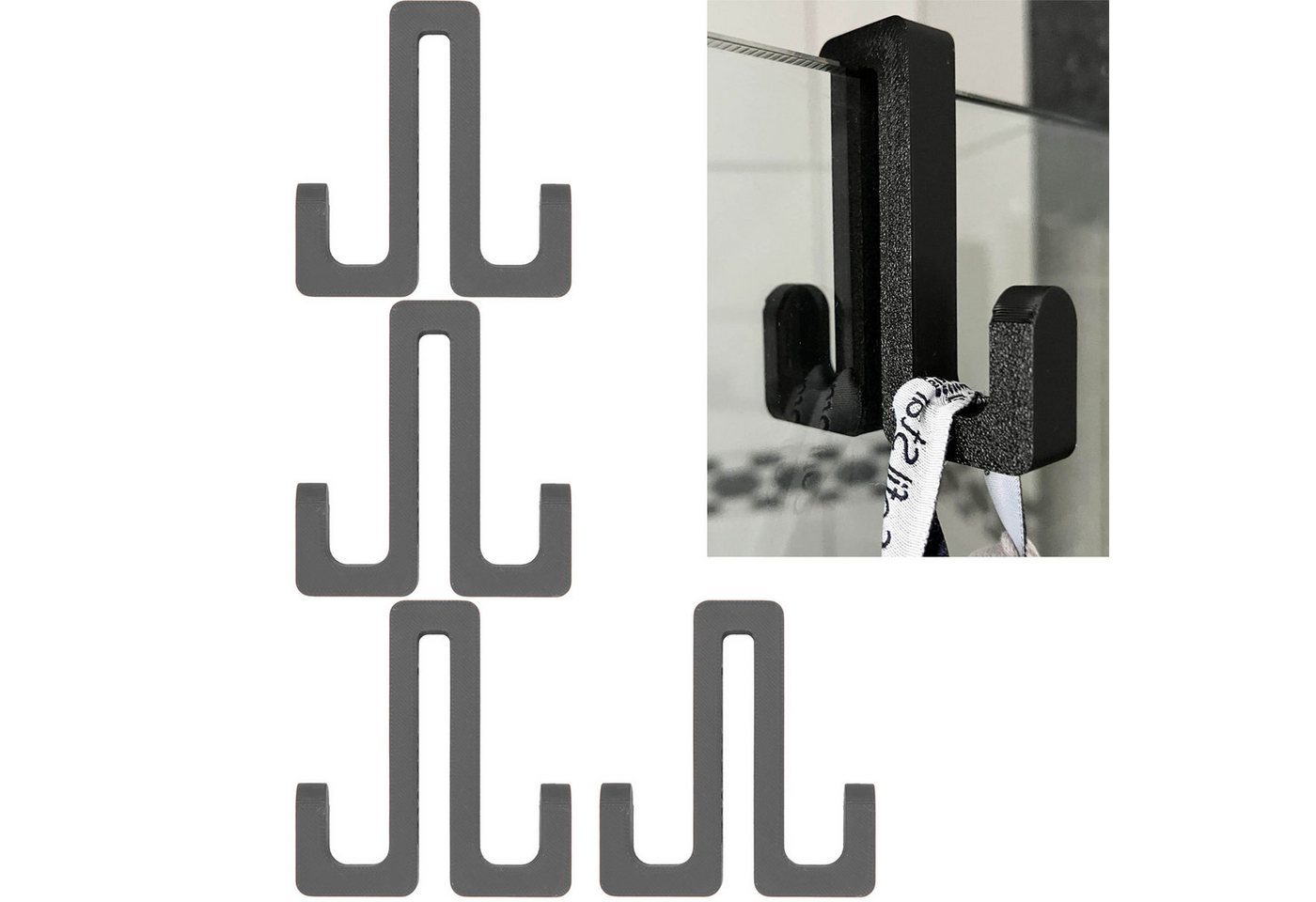TSB Werk Handtuchhaken Handtuchhaken Duschtür Halter Duschkabine, (4-St), Handtuchhalter, Kleiderhaken, Doppel Bild 2