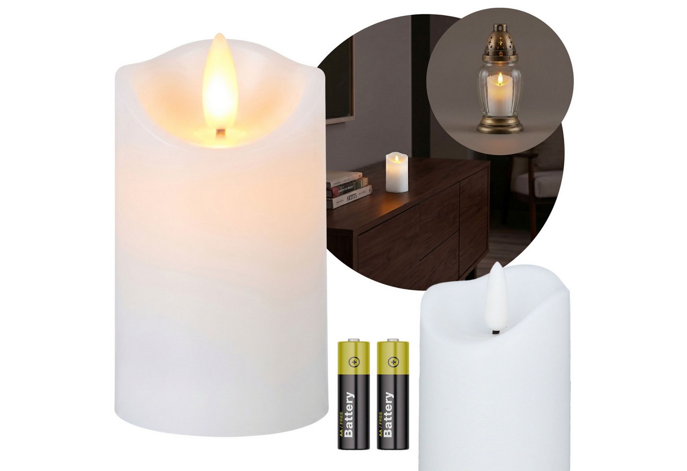 Sarcia.eu LED-Kerze Weiße LED-Kerze mit Flammeneffekt für Grablichter, 10 cm Bild 3
