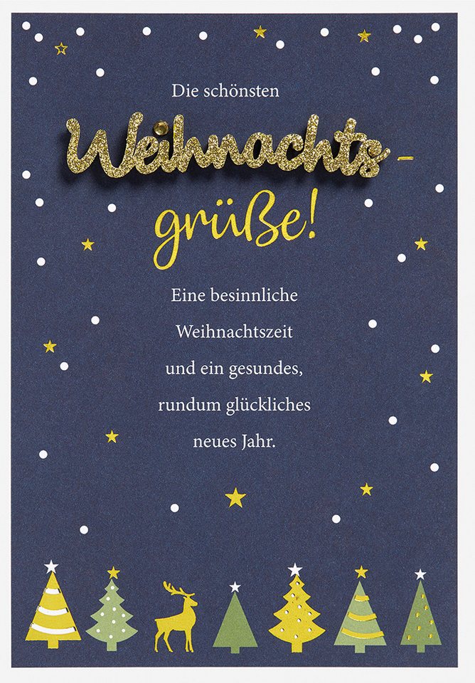 Perleberg Grußkarten Weihnachten – Lettering - Glückwunschkarte im Format 11,6 x 16,6