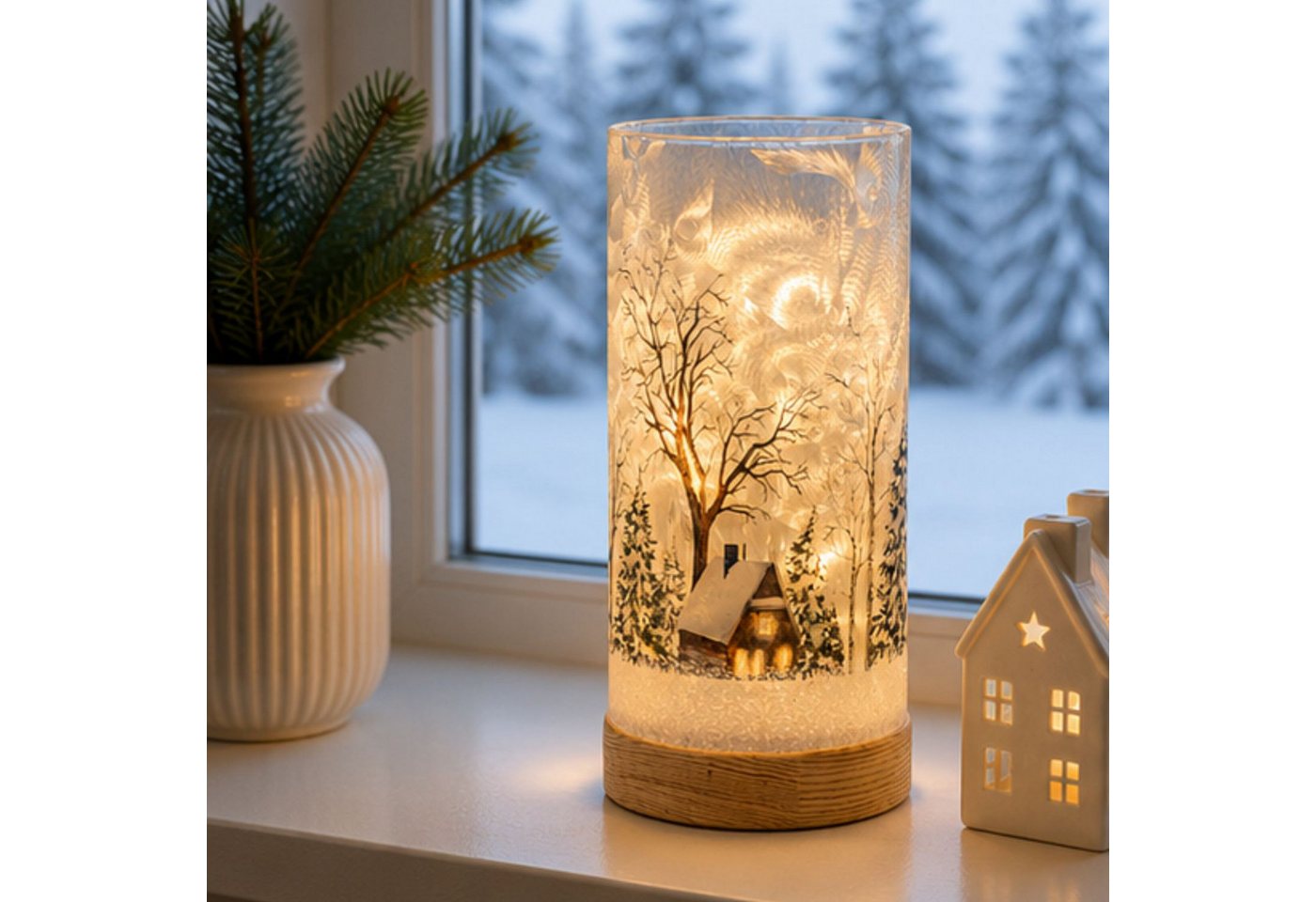 formano LED Dekolicht Winterlandschaft Weihnachtsdeko, LED, Mit Timerfunktion, Weiß, Winterlandschaft, H: 20cm