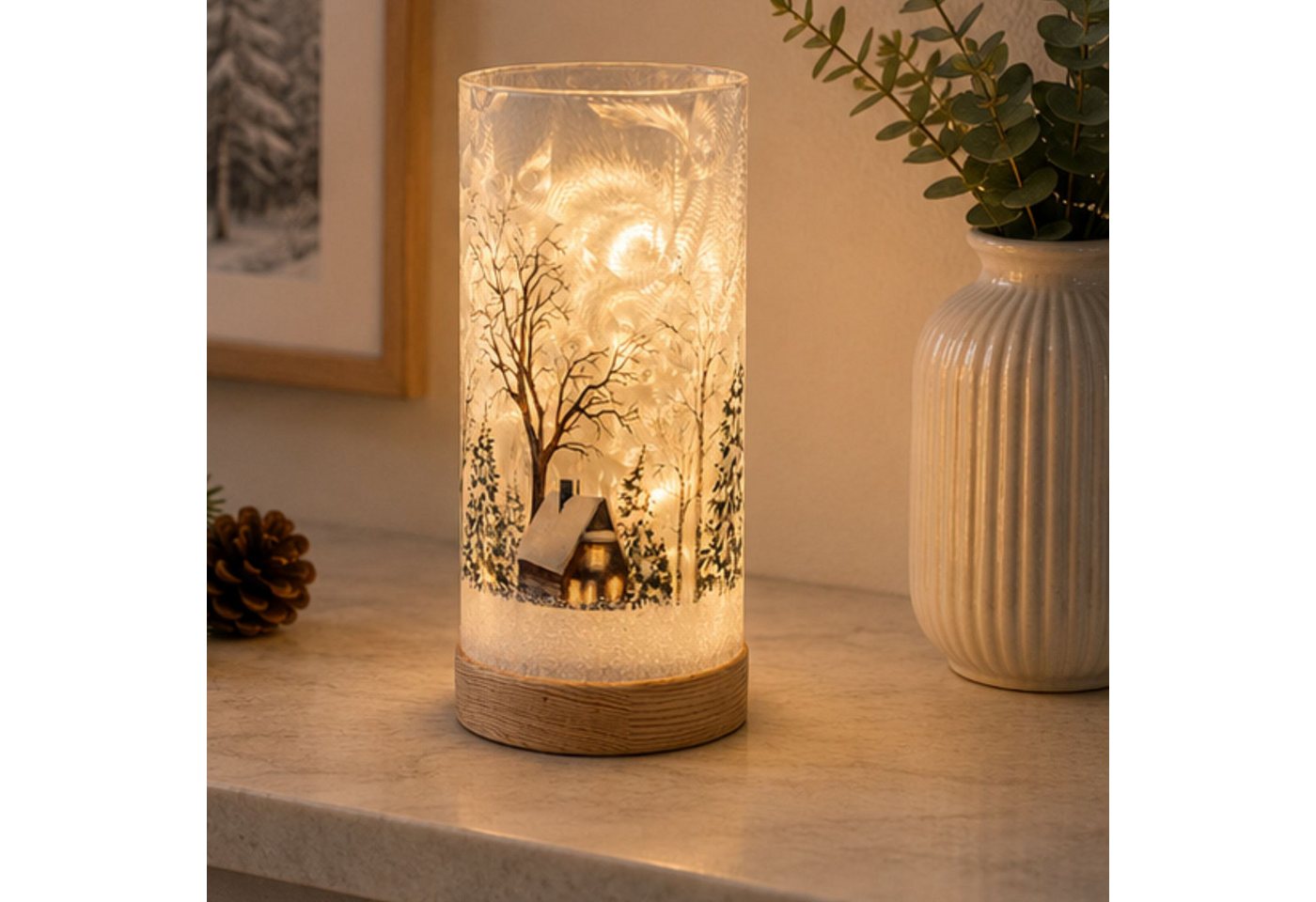 formano LED Dekolicht Winterlandschaft Weihnachtsdeko, LED, Mit Timerfunktion, Weiß, Winterlandschaft, H: 20cm Bild 2