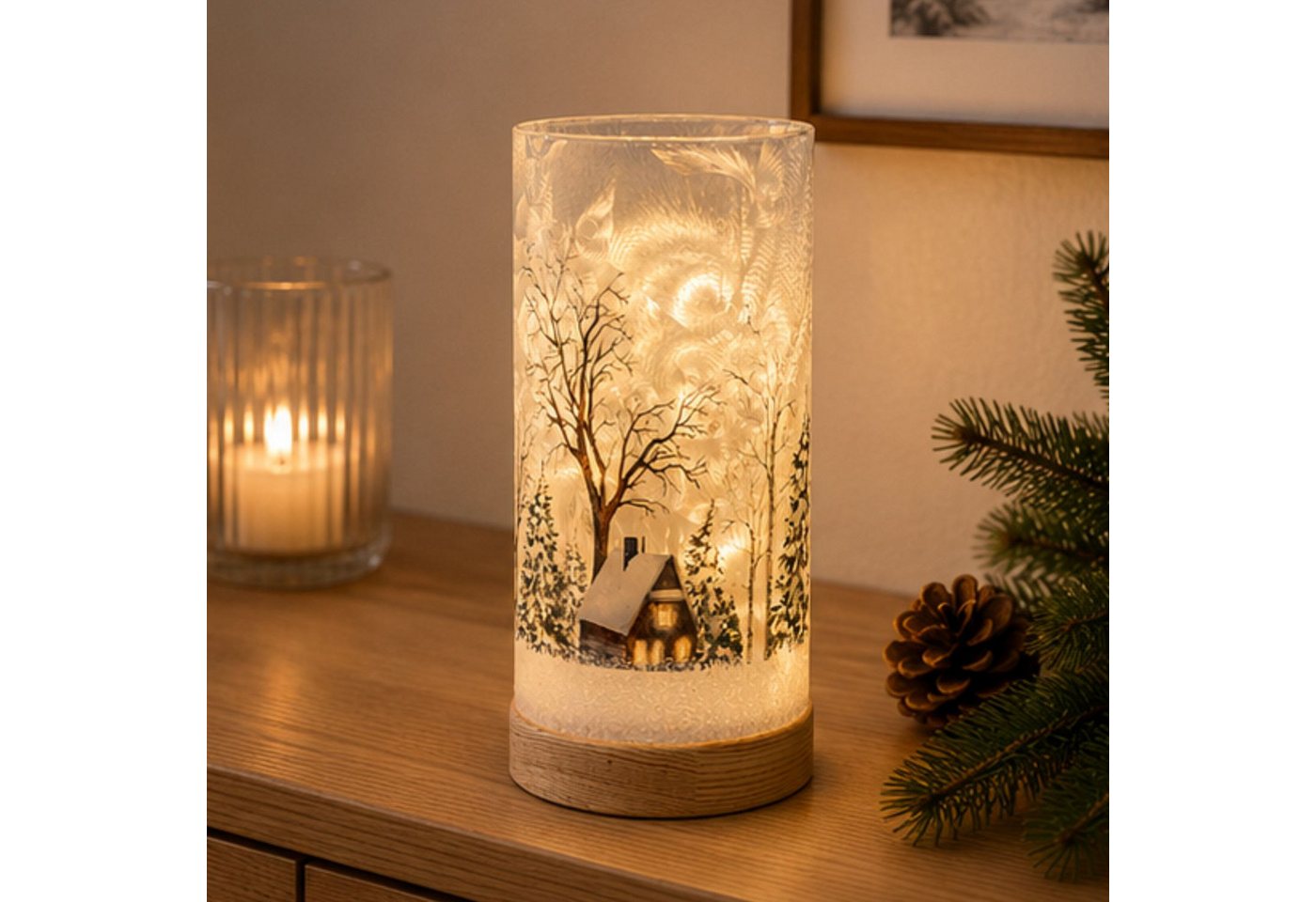 formano LED Dekolicht Winterlandschaft Weihnachtsdeko, LED, Mit Timerfunktion, Weiß, Winterlandschaft, H: 20cm Bild 5