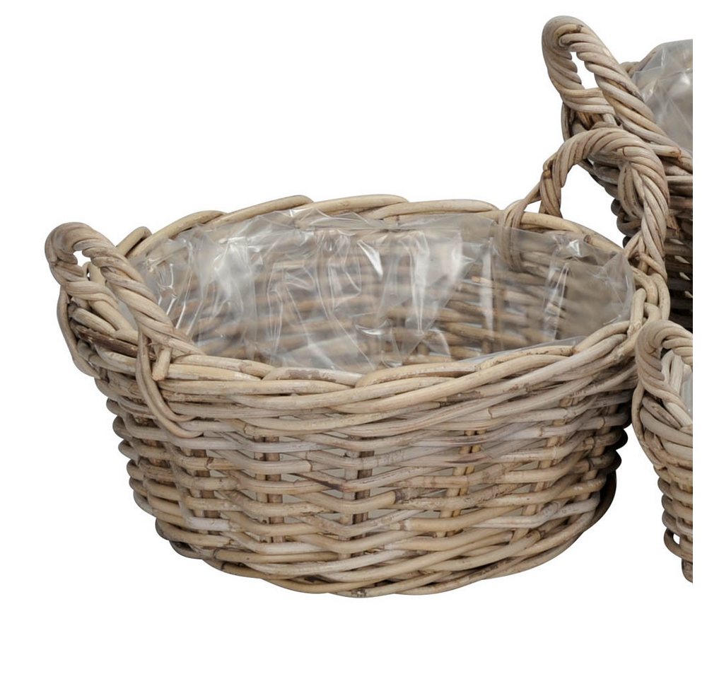Posiwio Pflanzkübel Pflanzkorb FARMER grau braun D33cm Kooboo Rattan Rattankorb - MITTEL (1 Stk., 1 stück) Bild 2