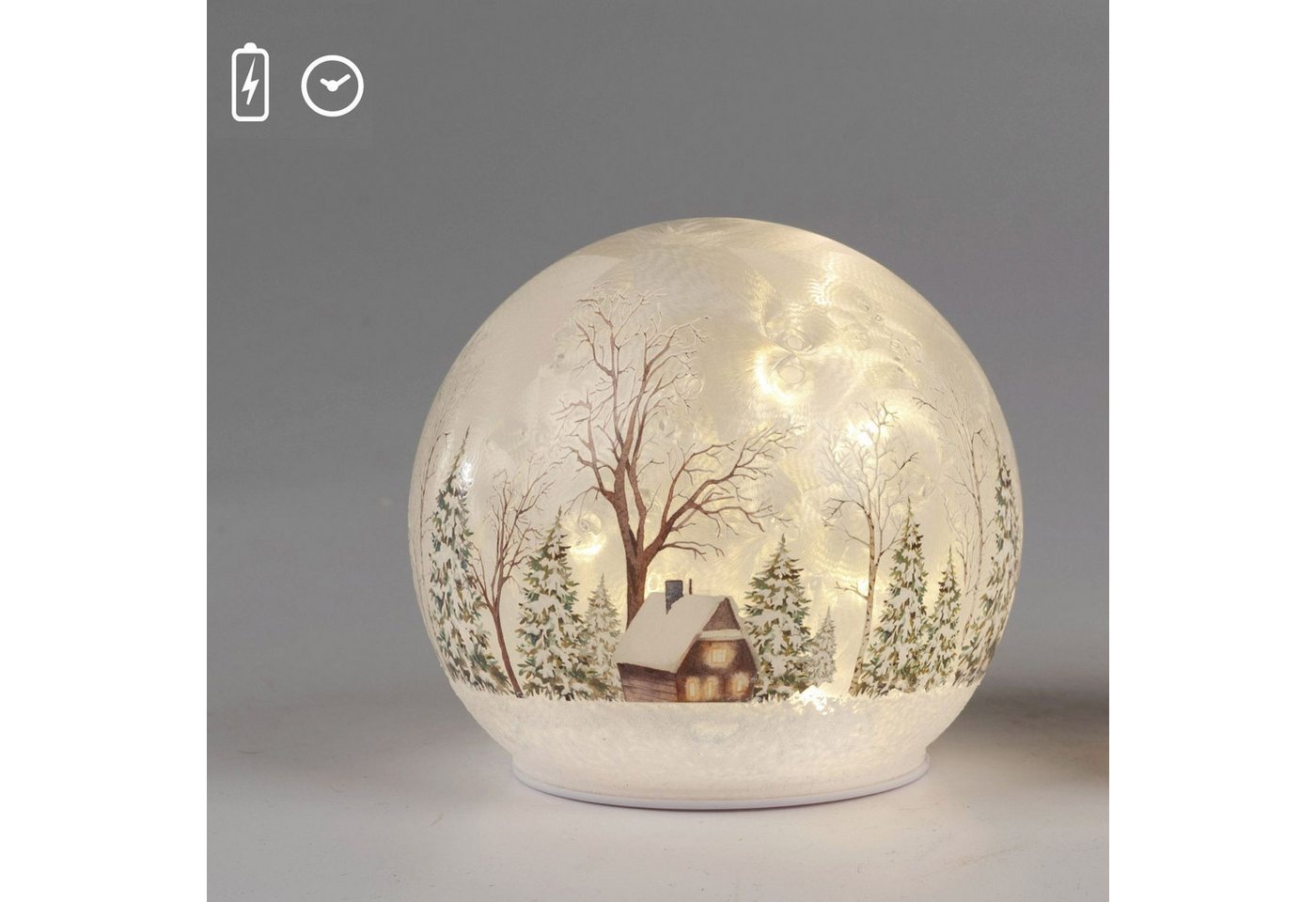 formano LED Kugelleuchte Winterlandschaft Weihnachtsdeko, LED, Mit Timerfunktion, Weiß, Winterlandschaft, H: cm