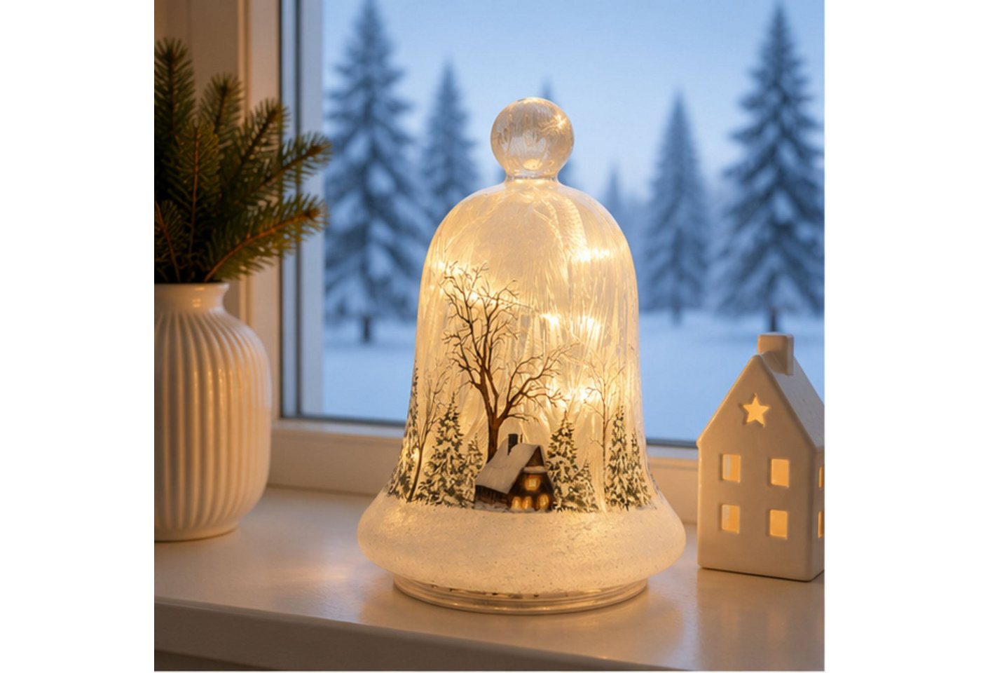 formano LED Dekoobjekt Winterlandschaft Weihnachtsdeko, LED, Mit Timerfunktion, Weiß, Winterlandschaft, H: 17cm Bild 4