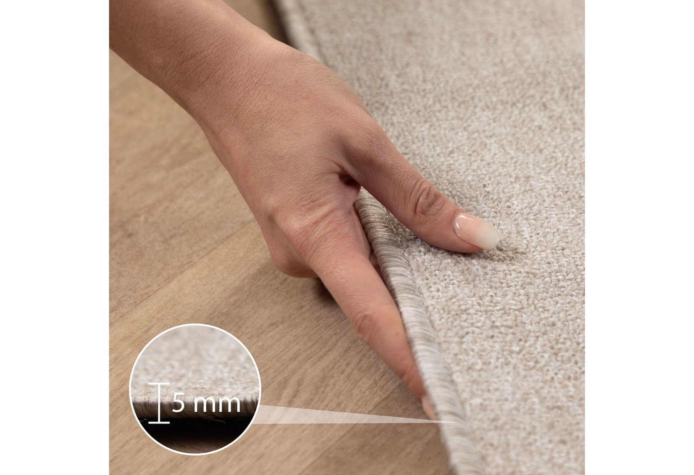 SIMPEX24 Teppich Unicolor - Einfarbig, Rechteckig, Höhe: 7 mm, Kurzflor Schlingen Teppich Wohnzimmer Einfarbig Modern Teppiche Bild 2