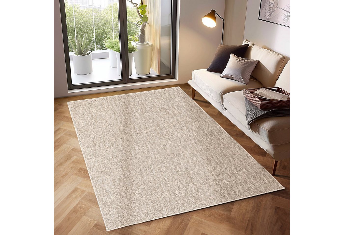 SIMPEX24 Teppich Unicolor - Einfarbig, Rechteckig, Höhe: 7 mm, Kurzflor Schlingen Teppich Wohnzimmer Einfarbig Modern Teppiche Bild 4