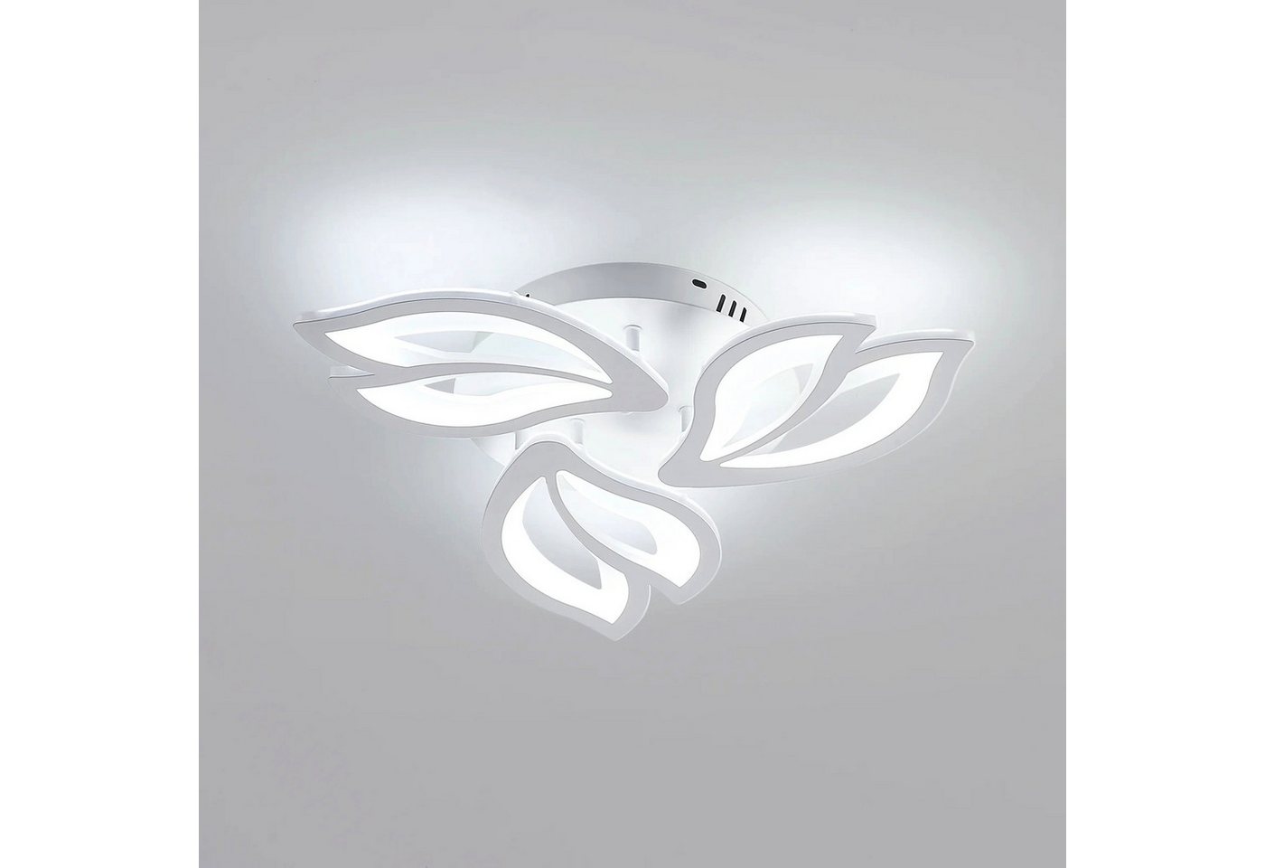 Riserva Deckenleuchten Magnolienblüten Deckenleuchte Weiß 3-armig 40W LED mit Acryl, LED wechselbar Bild 2
