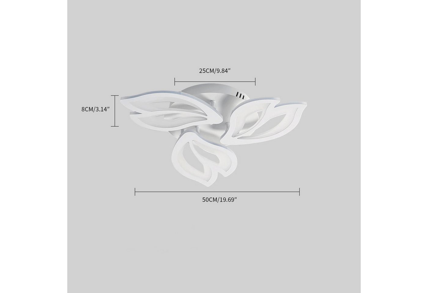 Riserva Deckenleuchten Magnolienblüten Deckenleuchte Weiß 3-armig 40W LED mit Acryl, LED wechselbar Bild 3