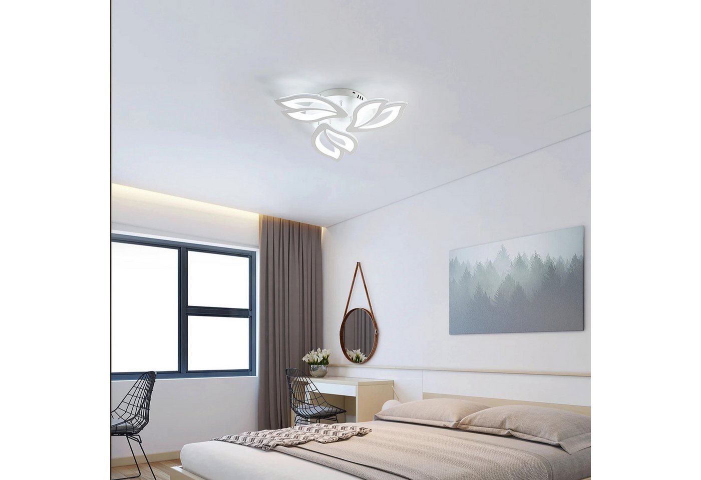 Riserva Deckenleuchten Magnolienblüten Deckenleuchte Weiß 3-armig 40W LED mit Acryl, LED wechselbar Bild 4