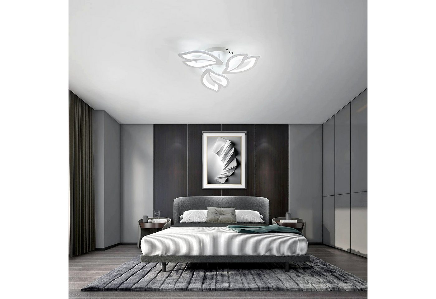 Riserva Deckenleuchten Magnolienblüten Deckenleuchte Weiß 3-armig 40W LED mit Acryl, LED wechselbar Bild 5