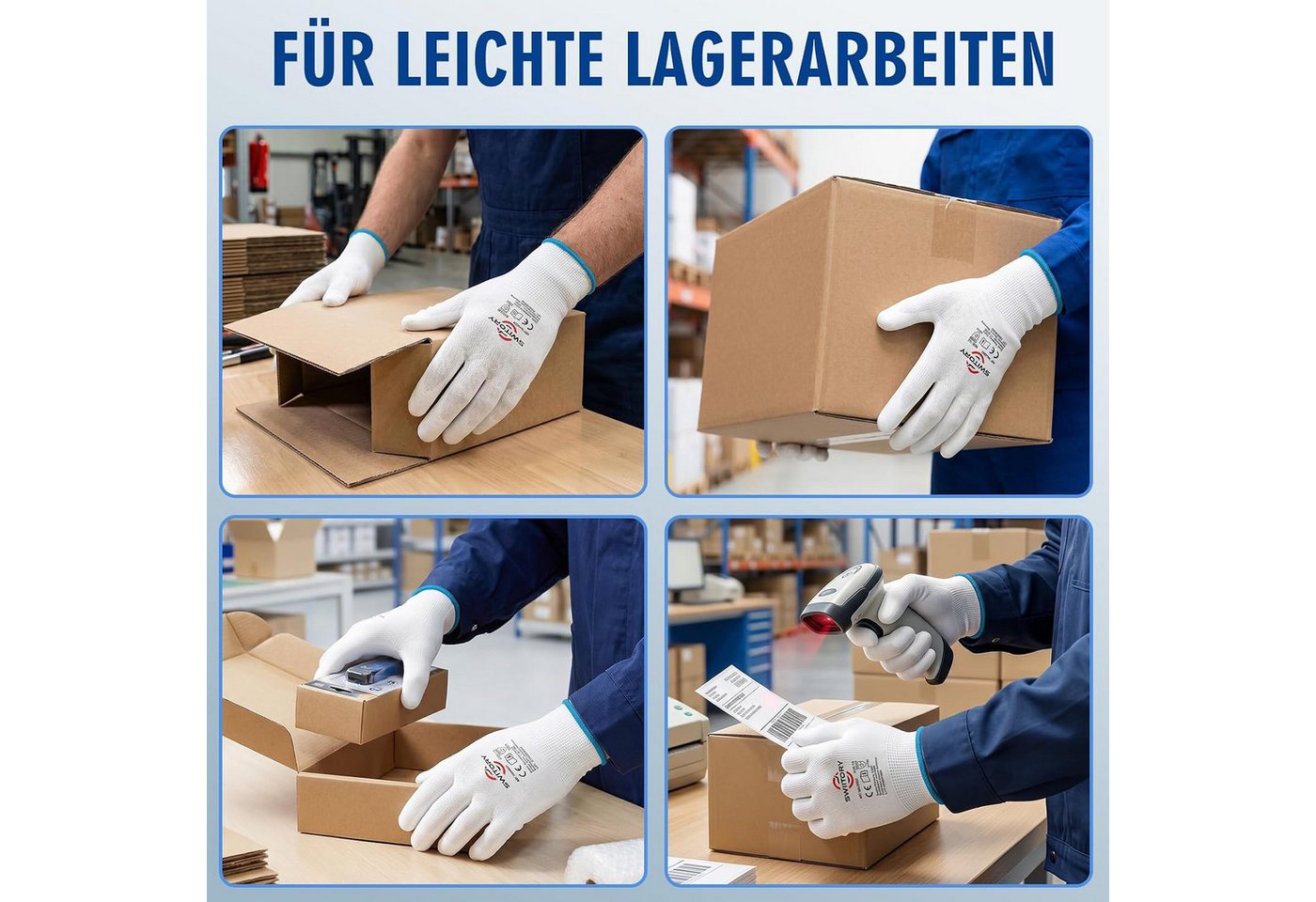 Switory Arbeitshandschuhe PU-Feinstrick (Set) atmungsaktiv, flexibel, feinfühlig