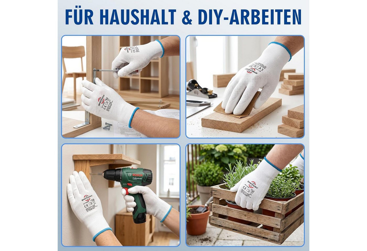 Switory Arbeitshandschuhe PU-Feinstrick (Set) atmungsaktiv, flexibel, feinfühlig Bild 2