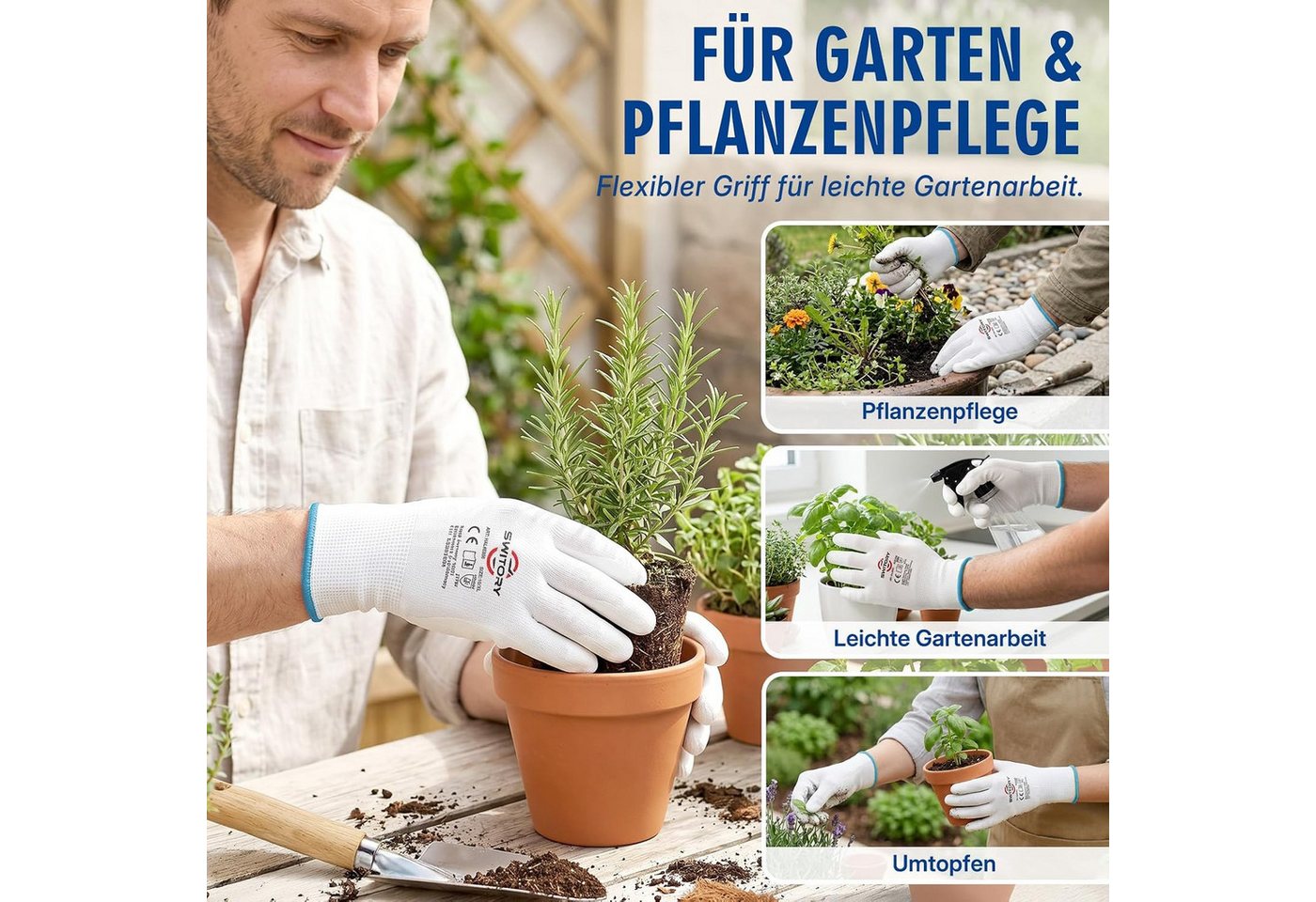 Switory Arbeitshandschuhe PU-Feinstrick (Set) atmungsaktiv, flexibel, feinfühlig Bild 5