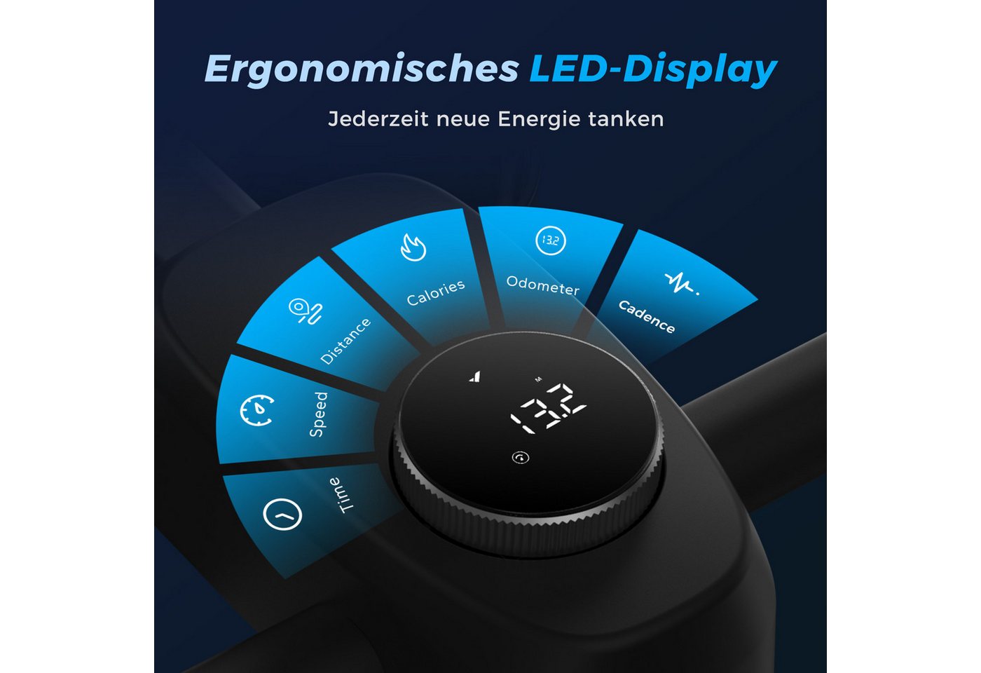 MERACH Heimtrainer mit verstellbarem Widerstand, leise mit LED-Monitor (1-tlg., inkl. verbessertem LED-Monitor, App, Halter & Speedbike), Kardiotraining Riemenantrieb, stabile Konstruktion, bis 136kg Bild 4