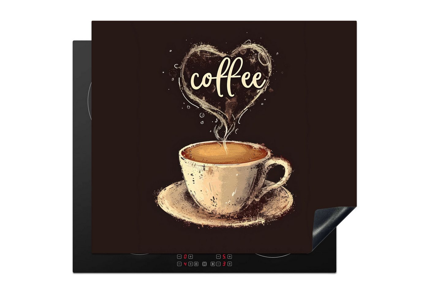 MuchoWow Herd-Abdeckplatte Kaffee - Zitat - Herz - Kaffee, Vinyl, (1 tlg), Cerankochfeld Abdeckung, Herd Abdeckplatten Vinyl, 58.3x51.3 cm Bild 2