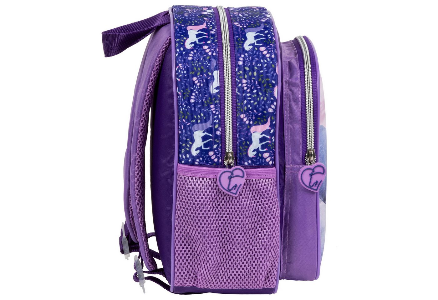 DERFORM Kinderrucksack Pferde Pony Rucksack ca. 30 cm Kindergarten Tasche Pferd lila (1-tlg)