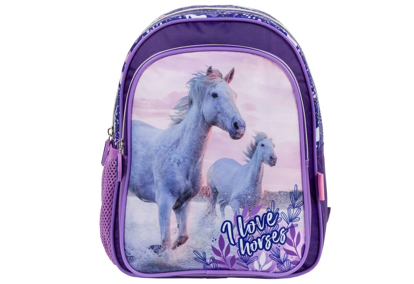 DERFORM Kinderrucksack Pferde Pony Rucksack ca. 30 cm Kindergarten Tasche Pferd lila (1-tlg) Bild 2
