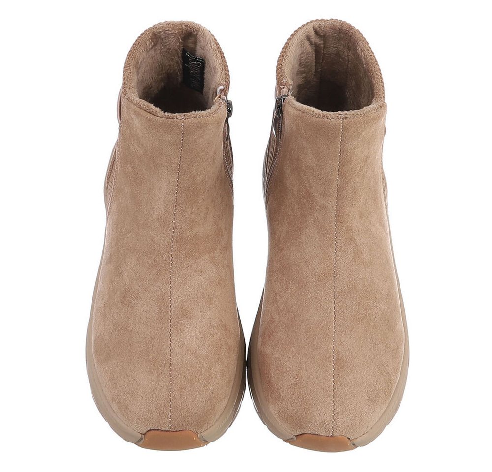 Ital-Design Damen Slip-on Boot mit Profilsohle Snowboots (92497455) Keilabsatz/Wedge Stiefeletten in Hellbraun Bild 3