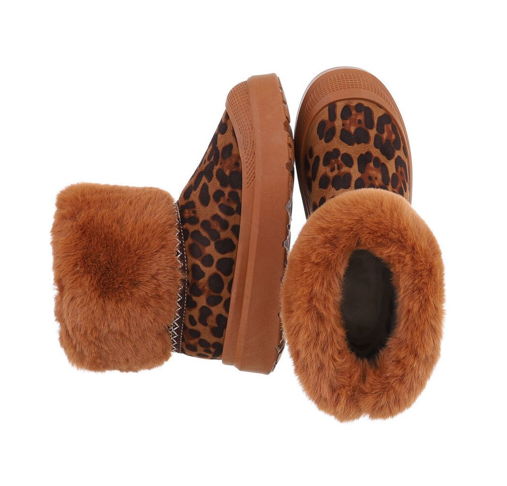 Ital-Design Damen Snowboots Freizeit Snowboots (87531731) Flach Stiefeletten in Leo Bild 4