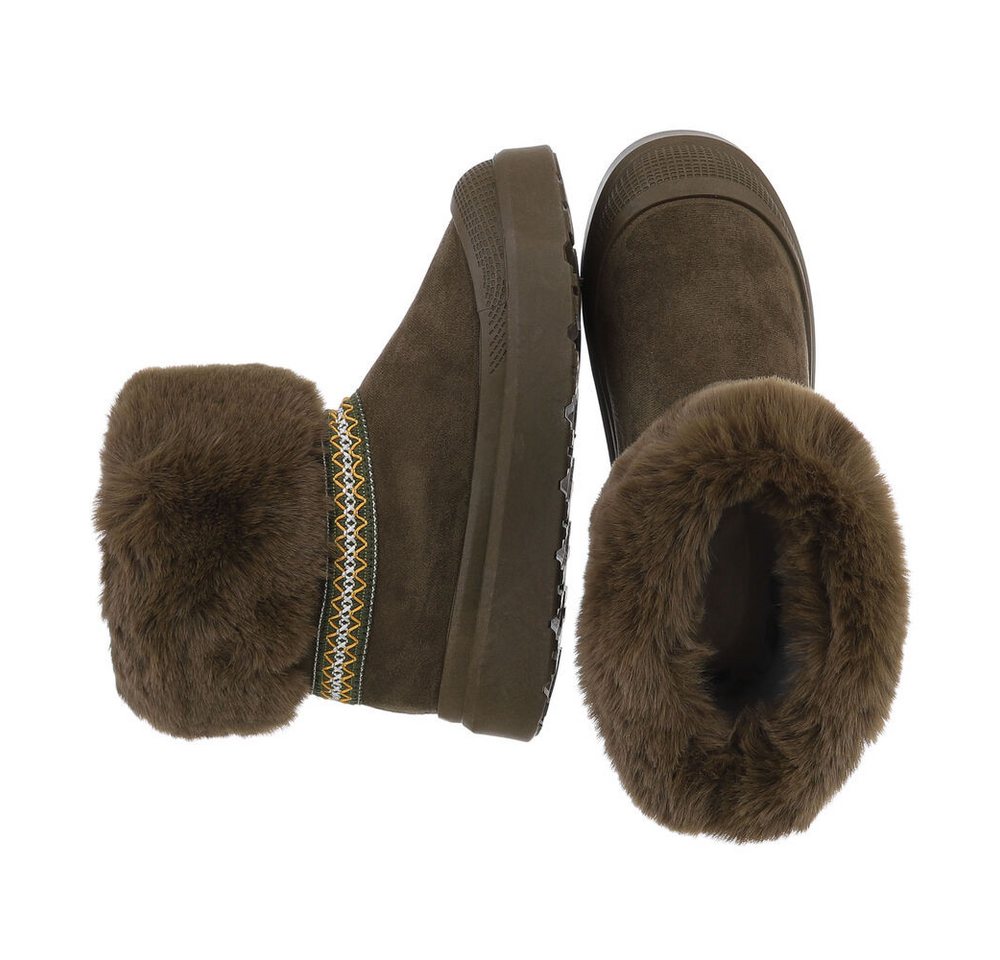 Ital-Design Damen Snowboots Freizeit Snowboots (87531749) Flach Stiefeletten in Olive Bild 2