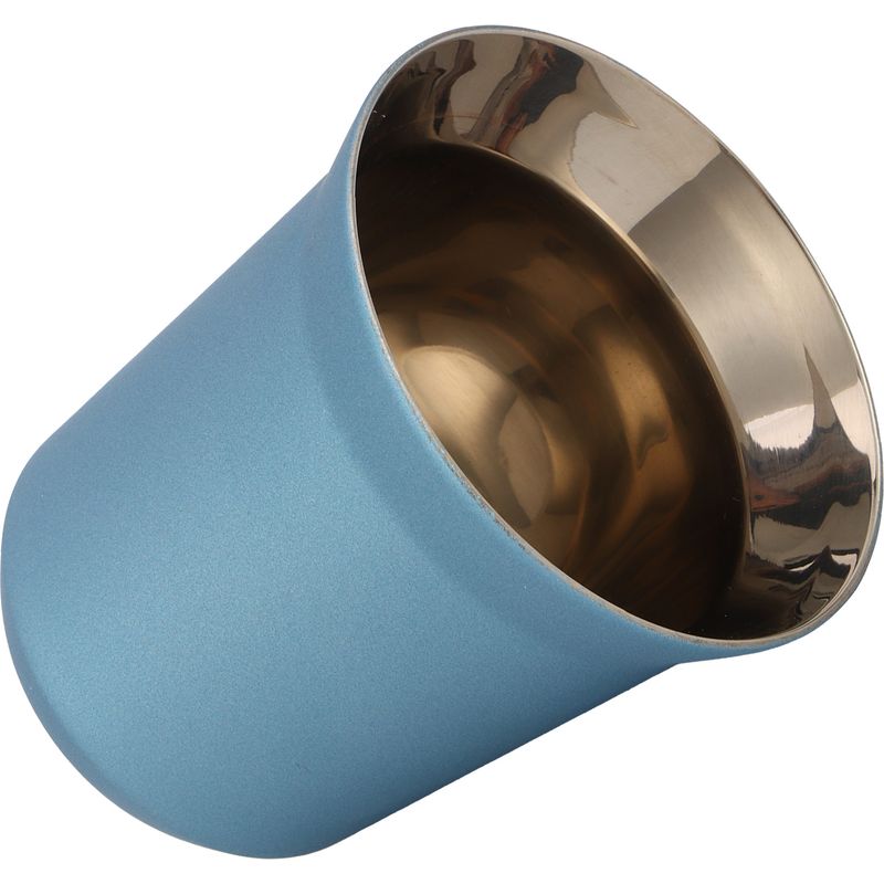 Doppelwandiger Thermobecher Aus Edelstahl Mit Blauer Kapsel, 160 Ml, Ideal Zum Kaffeegenuss Zu Hause Oder In Der Bar.