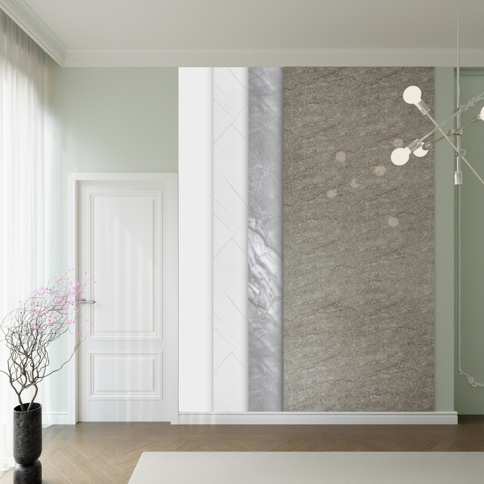 Hexim Marmorplatten Optik 1-10 Stück 280x122cm Matt & Glänzend Spc Granit Fliesen Steine Paneele Wand (2 Stück - 6,84 M², Hmpo3 - Glänzend)