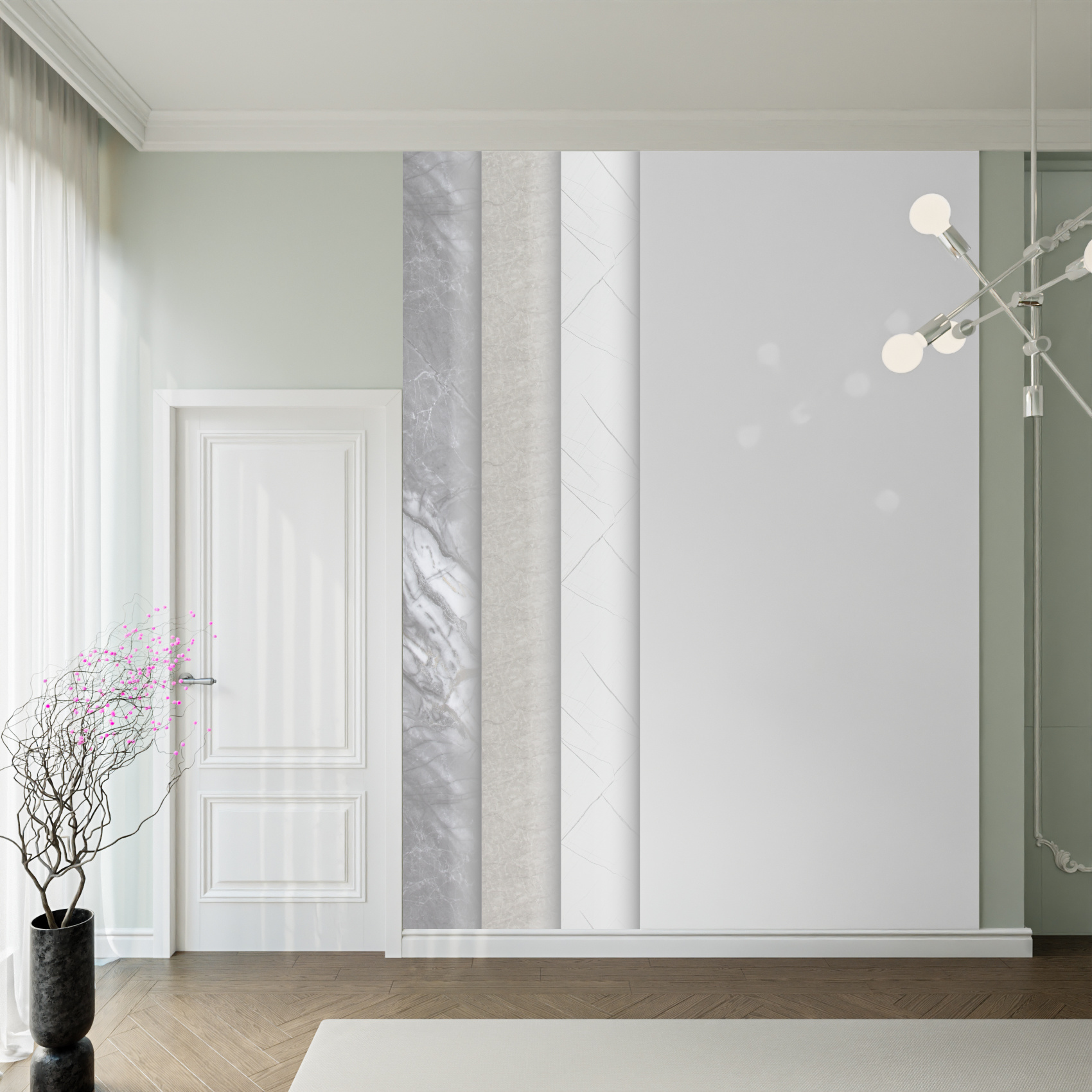 Hexim Marmorplatten Optik 1-10 Stück 280x122cm Matt & Glänzend Spc Granit Fliesen Steine Paneele Wand (1 Stück - 3,42 M², Hmp01 - Glänzend)