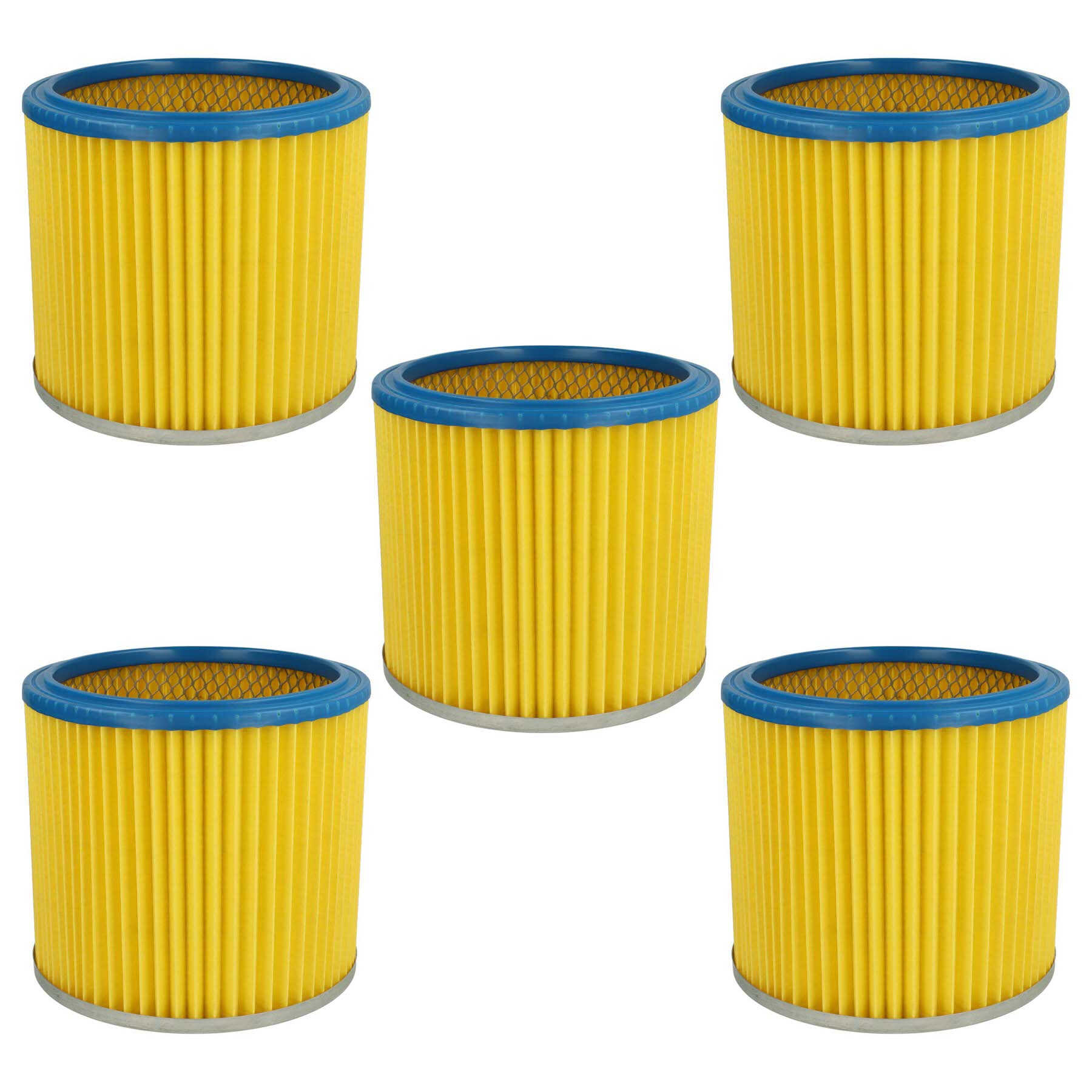 Vhbw 5x Faltenfilter Kompatibel Mit Einhell Tc-vc 1930 Arg, Tc-vc 1825, Tc-vc 1930 Ex, Ss 1250 N, Tc-vc 1812 S Staubsauger - Patronenfilter, Blau Gelb