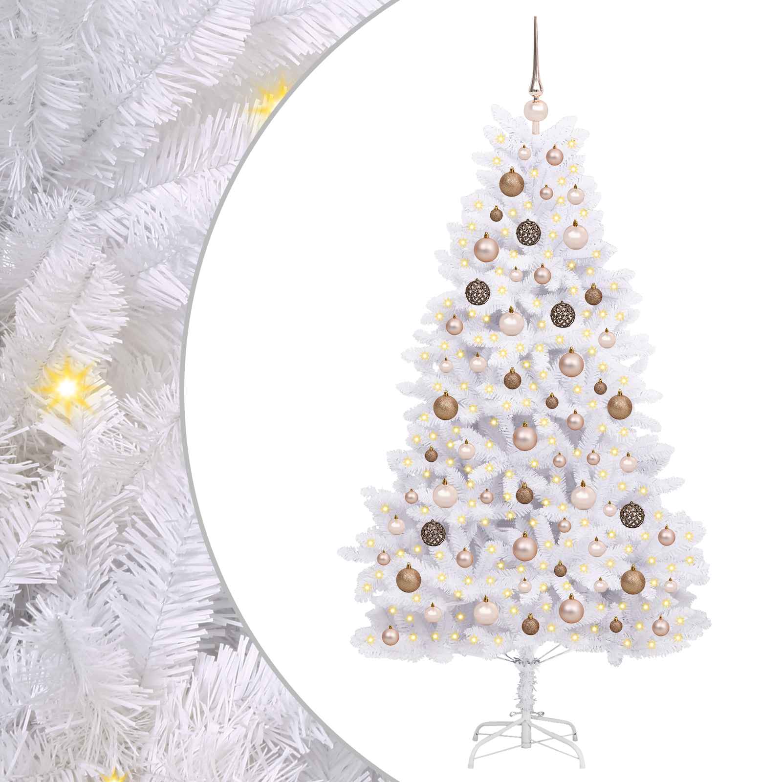 Künstlicher Weihnachtsbaum 180 Cm Pvc Und Stahl Weiß Vidaxl