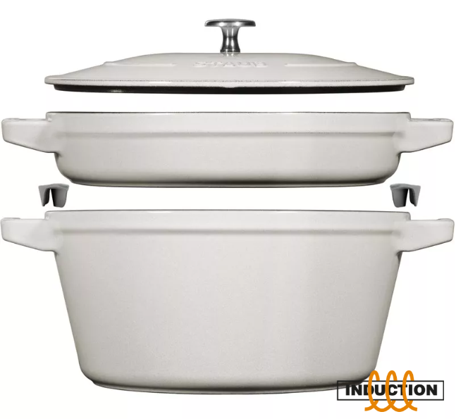 Zestaw 2 Naczyń Żeliwnych Z Pokrywką Staub 40508-385-0 - Biała Trufla 24 Cm
