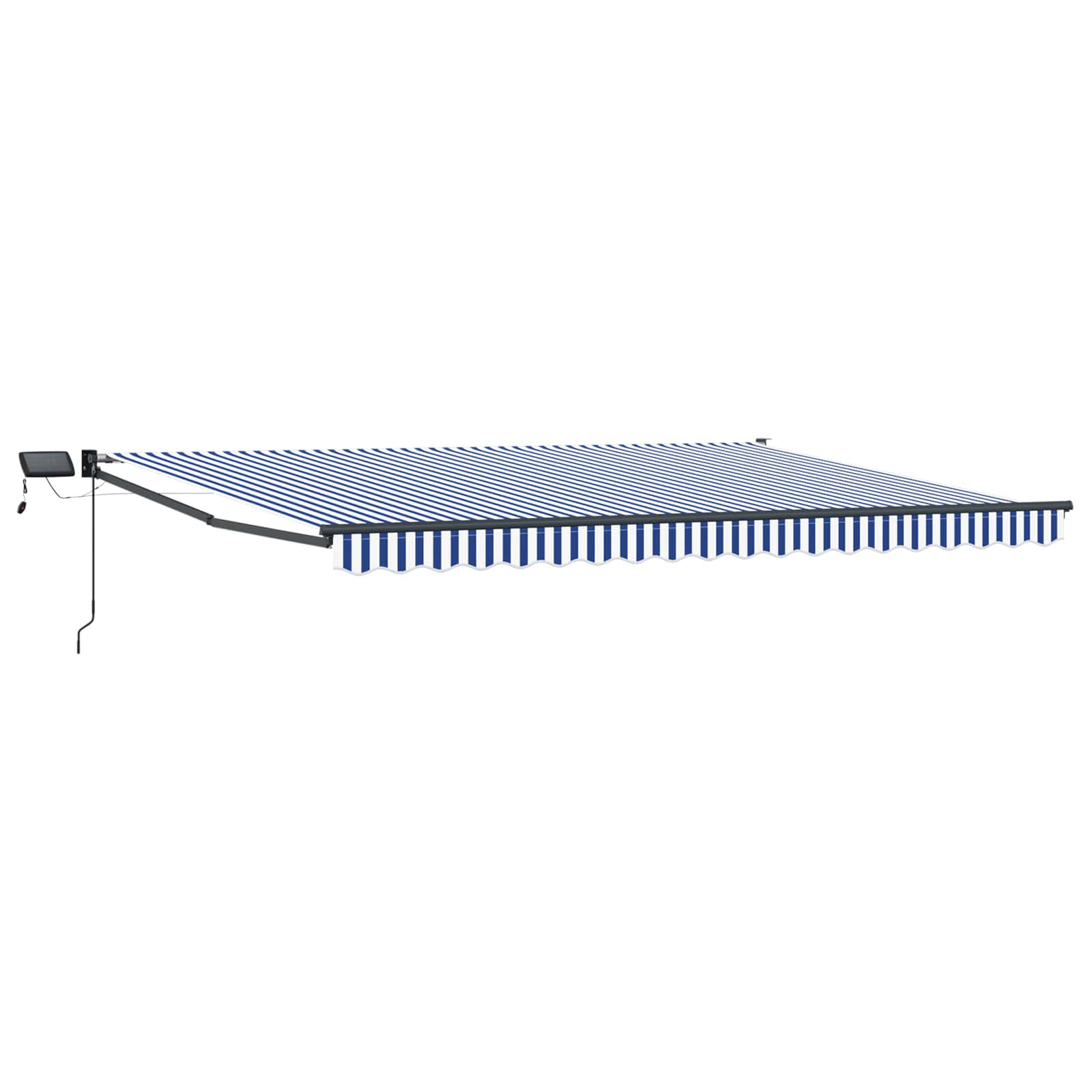 Manuelle Markise Mit Solar-led 4,5 X 3 M Blau-weiß Gestreift Vidaxl