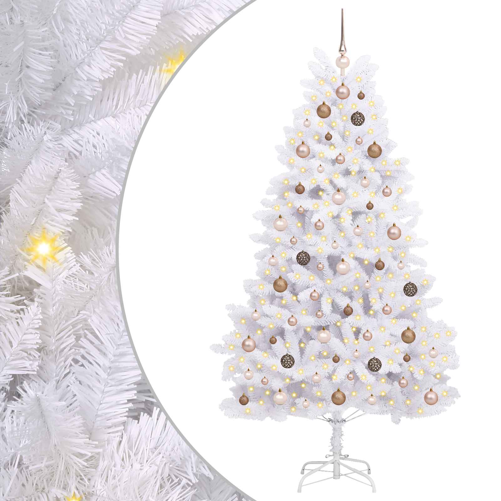 Künstlicher Weihnachtsbaum 210 Cm Pvc Und Stahl Weiß Vidaxl