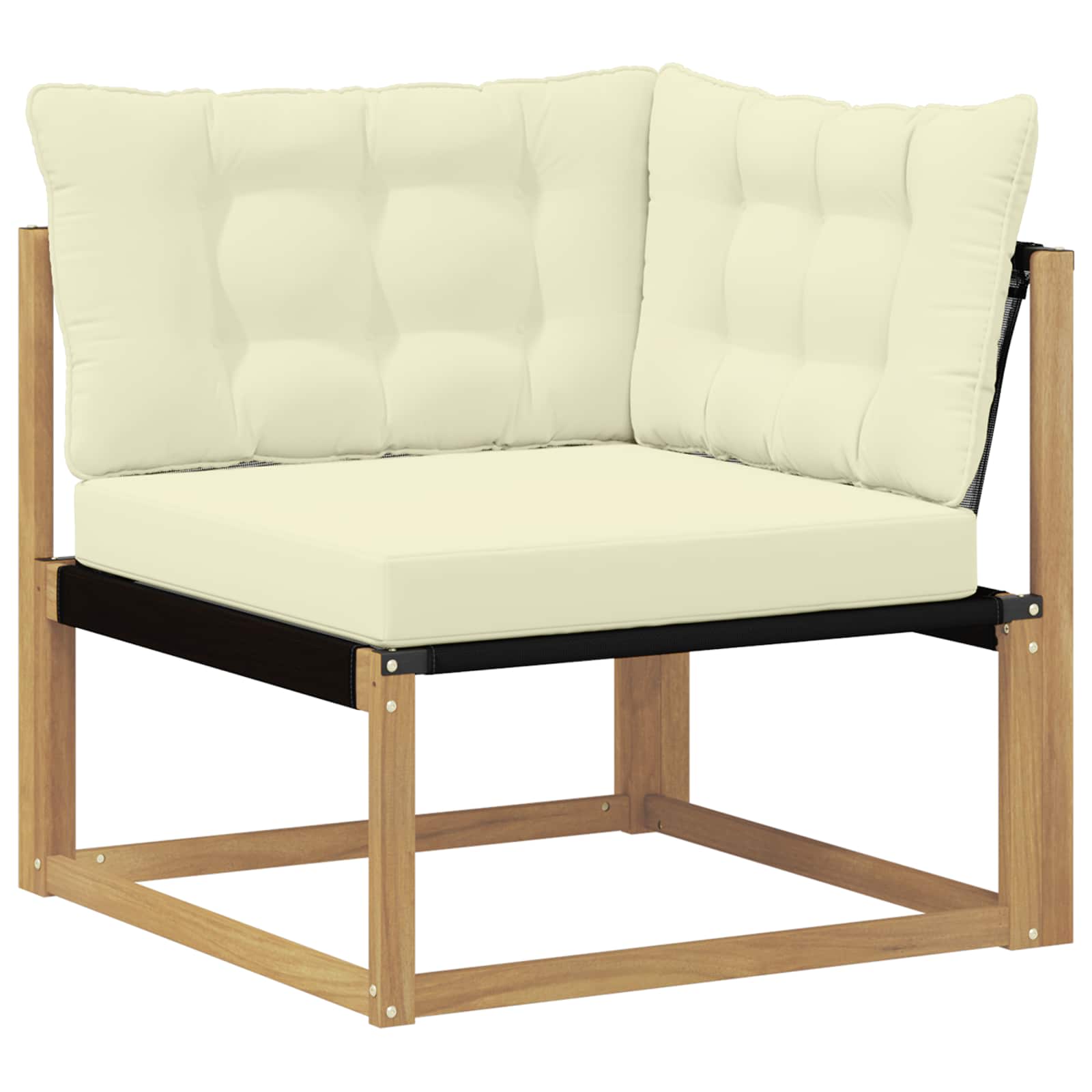 Vidaxl Outdoor Corner Sofa Solid Acacia Wood Whitewash And Cream