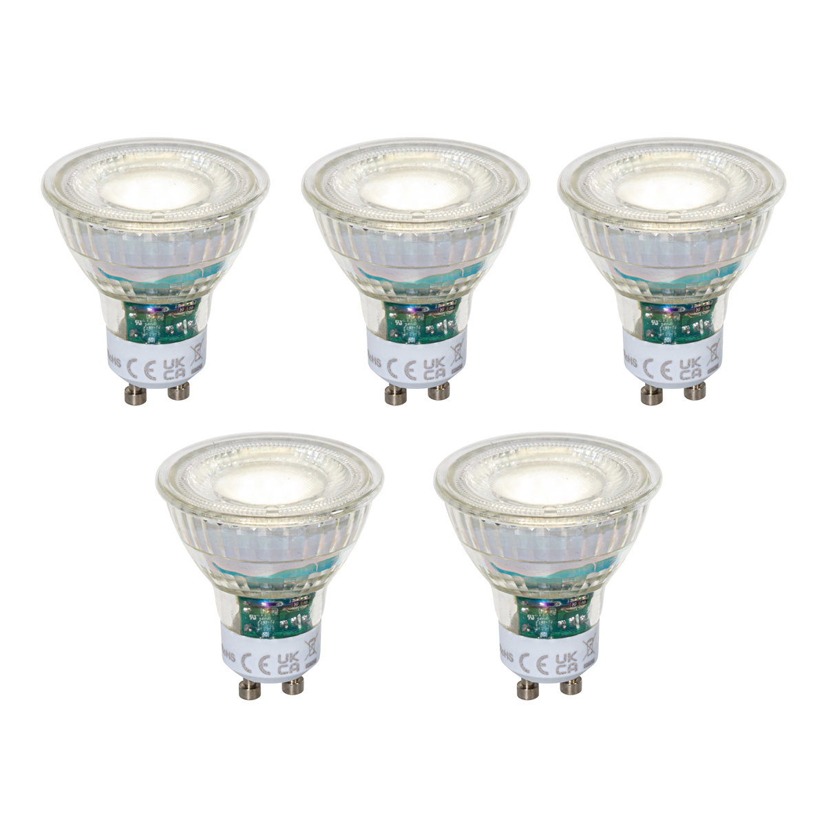 Qazqa 5er-set Dimmbare Gu10 50mm Led-leuchtmittel Klar 2,5w 450