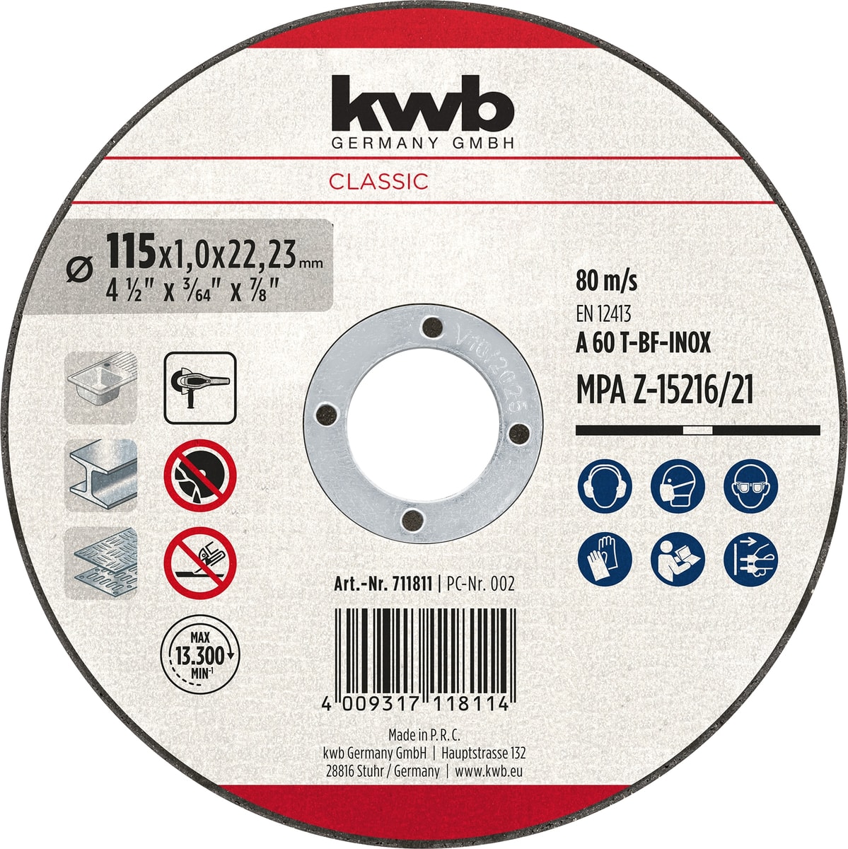 Kwb Trennscheibe, 711811, 115x1,0 mm