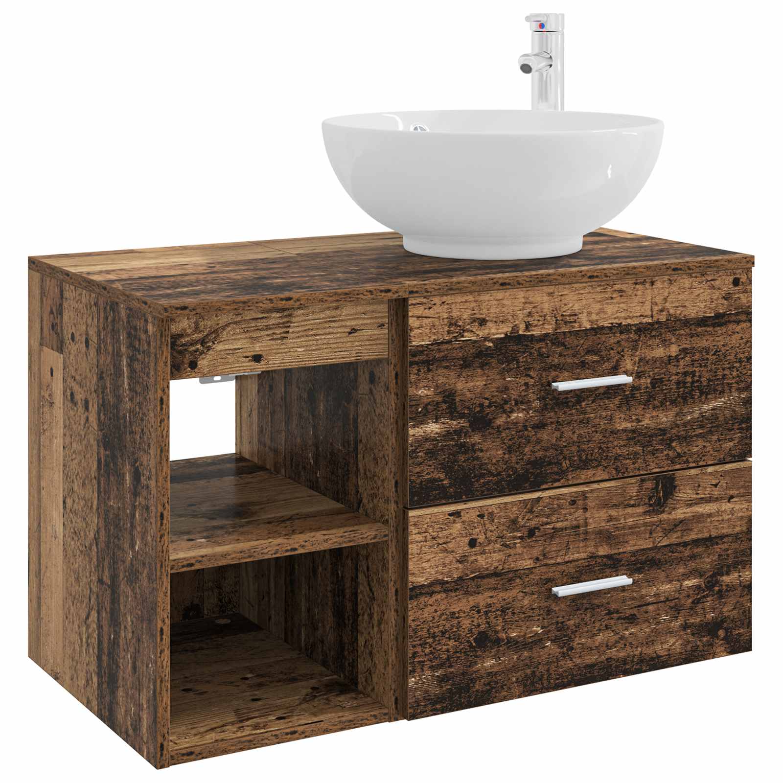 Badezimmerschrank-set 2 Stk. Altholz 79,5 X 44,5 X 80 Cm Vidaxl