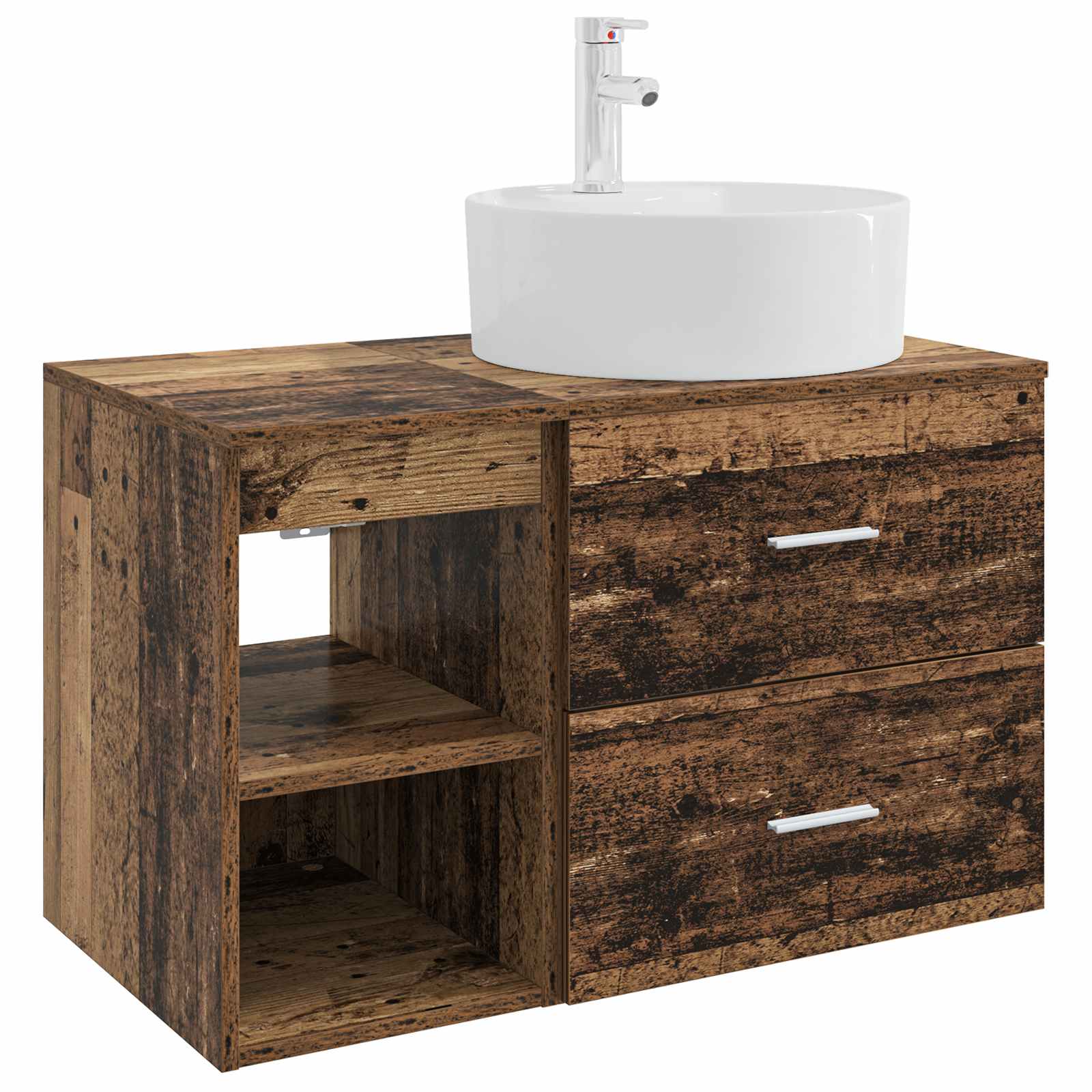Badezimmerschrank-set 2 Stk. Altholz 79,5 X 44,5 X 76 Cm Vidaxl