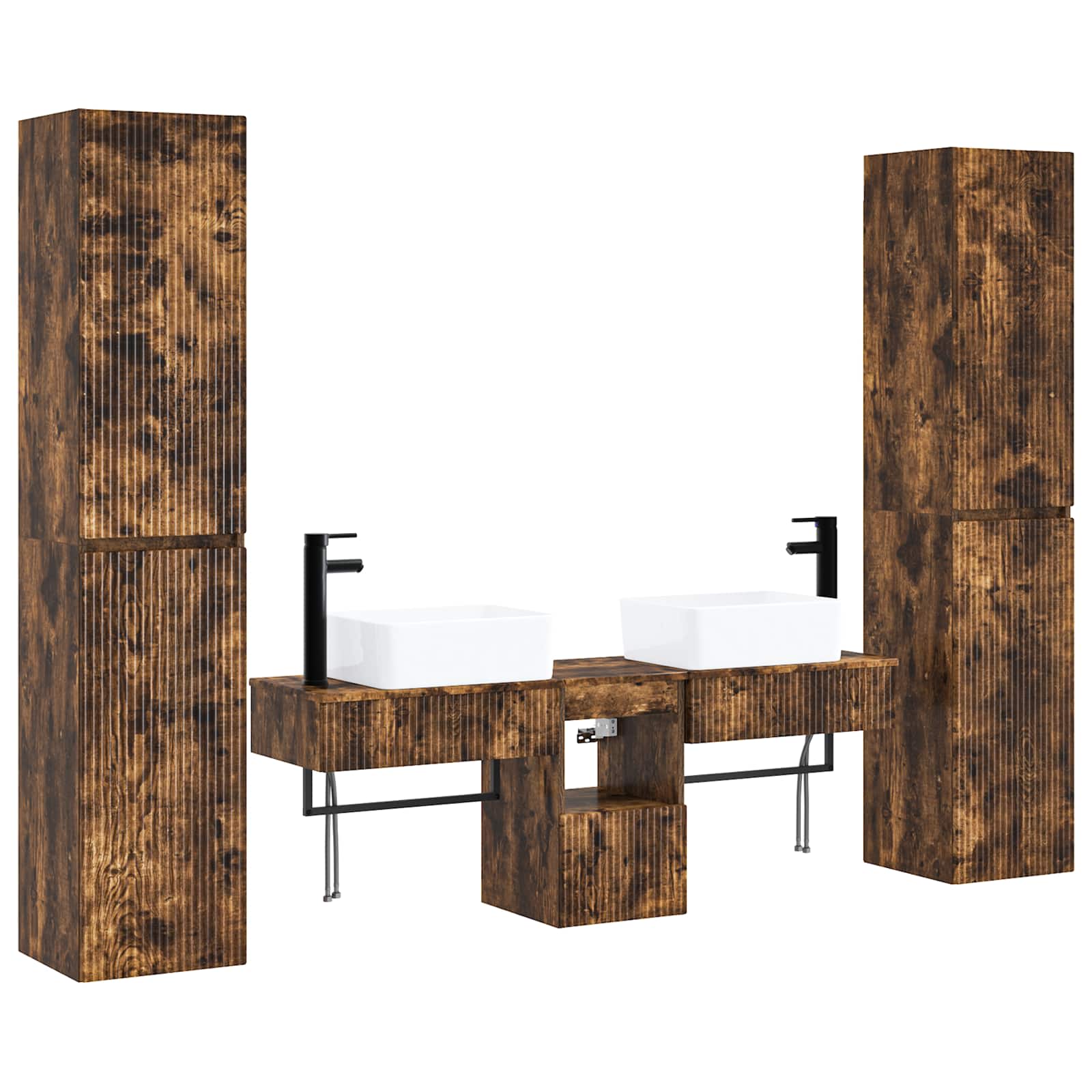 Badezimmerschrank-set 5 Stk. Geräucherte Eiche Vidaxl