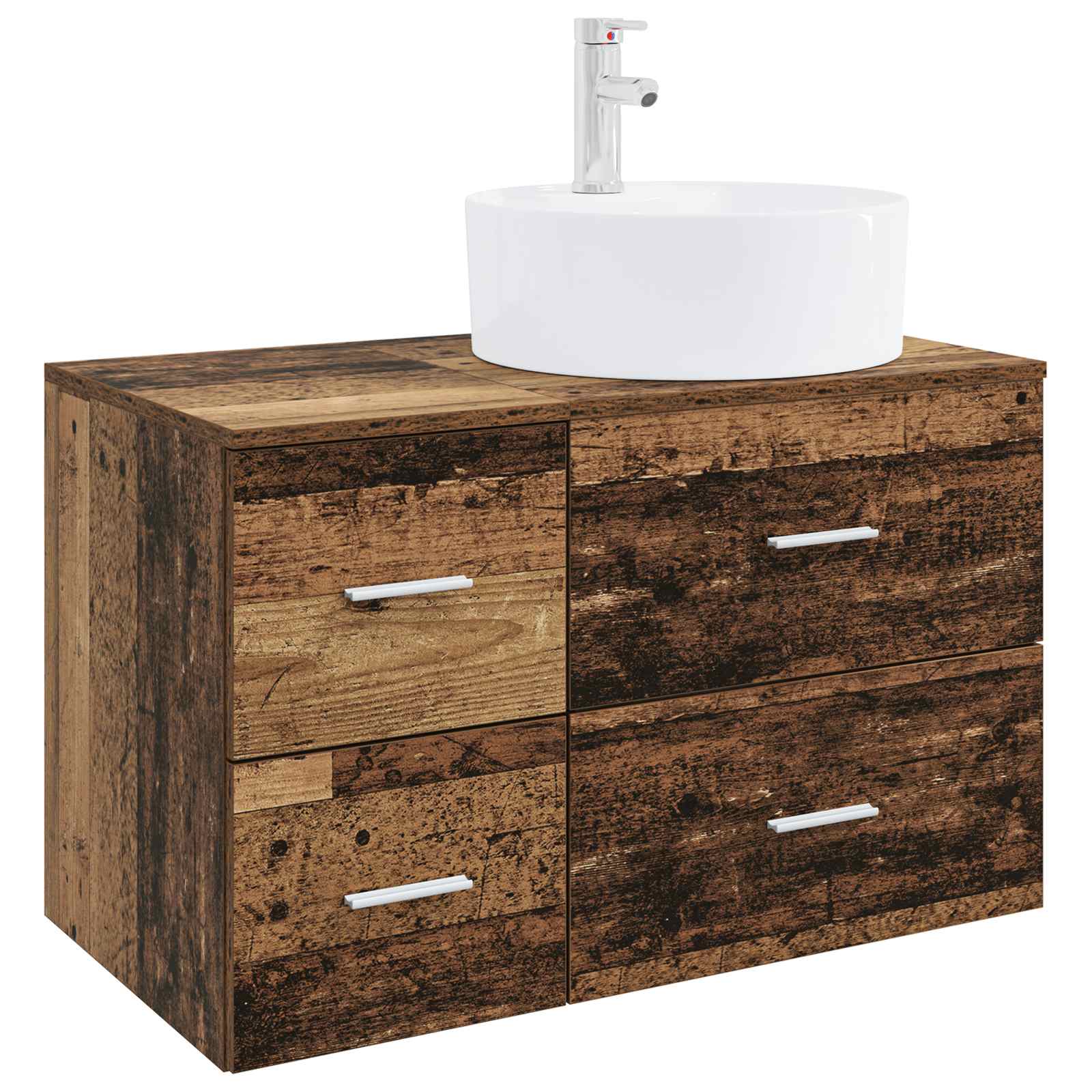 Badezimmerschrank-set 2 Stk. Altholz 79,5 X 44,5 X 82 Cm Vidaxl