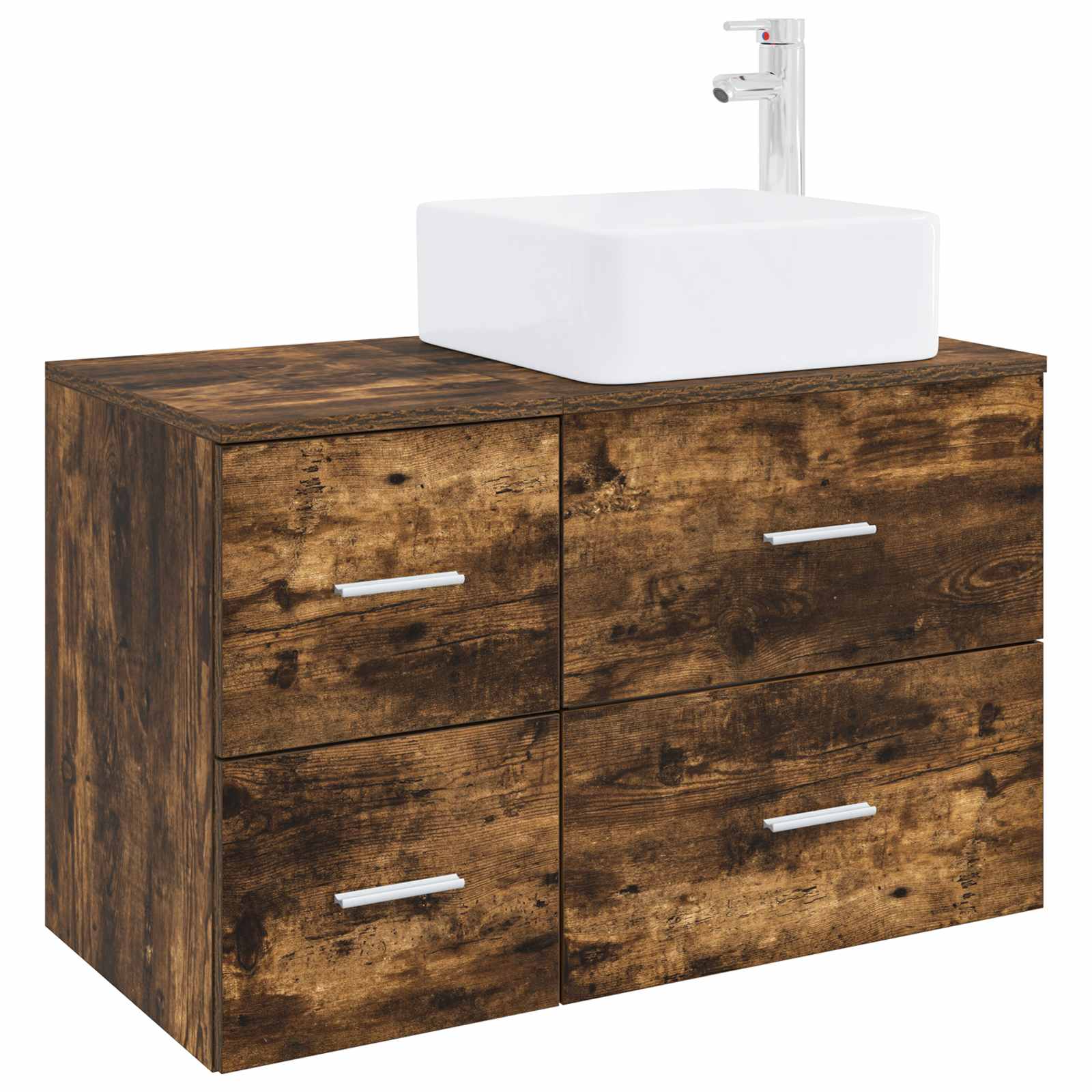 Wandmontiertes Badezimmermöbel-set 2 Stk. Geräucherte Eiche Vidaxl