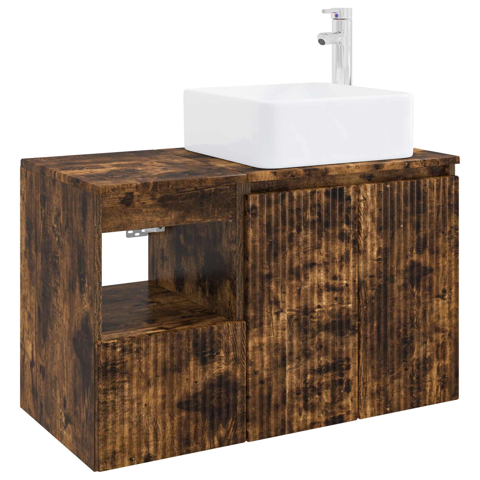 Badezimmerschrank-set 2 Stk. Geräucherte Eiche 83 X 35 X 80 Cm Vidaxl
