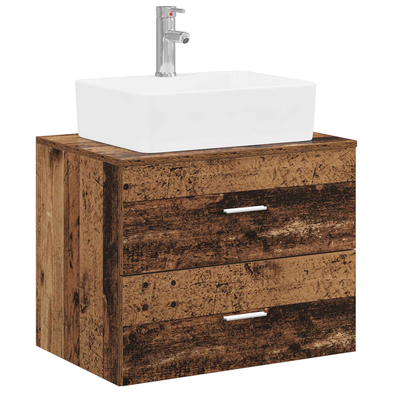 Wandmontierter Waschbeckenunterschrank Altholz Vidaxl