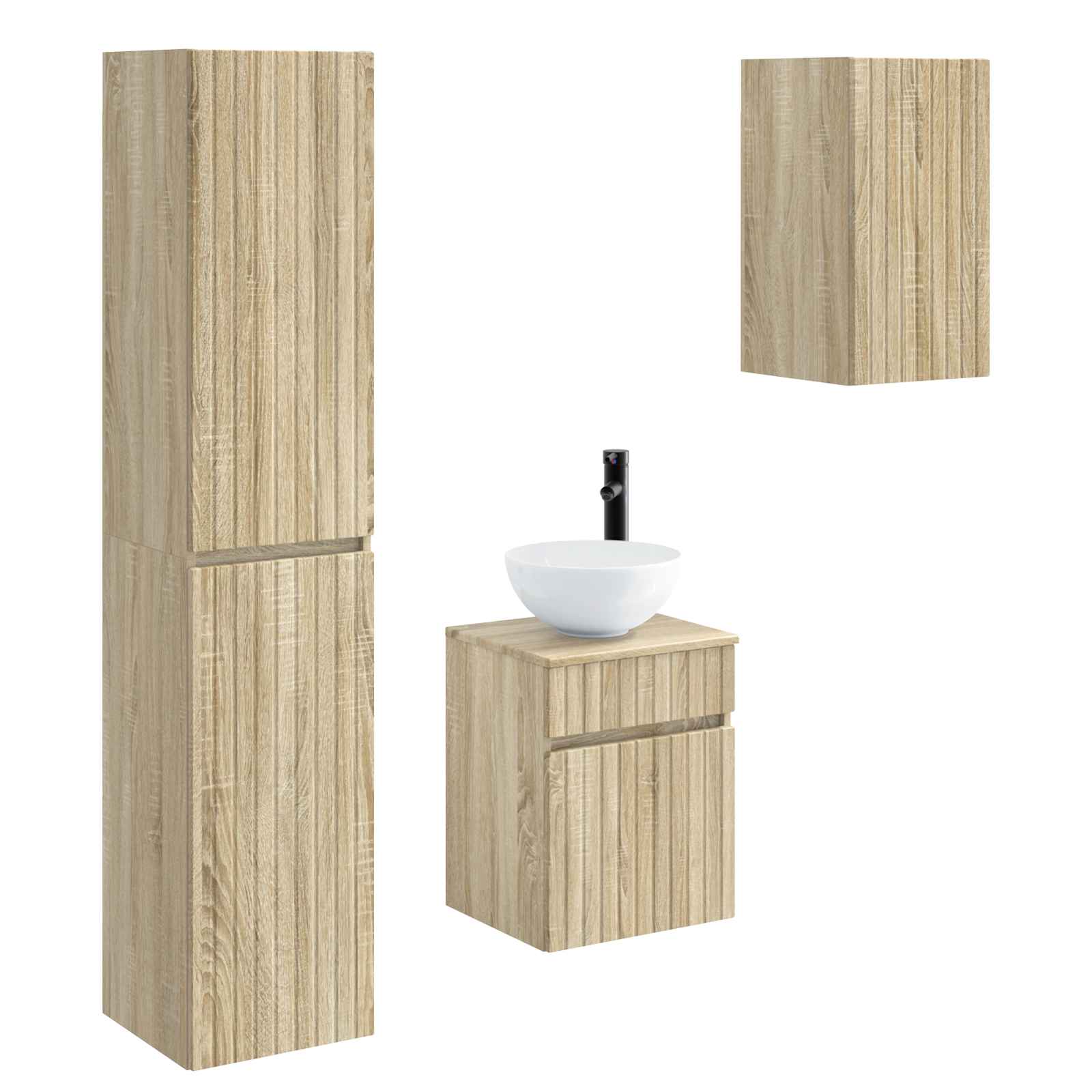 Badezimmerschrank-set 3 Stk. Sonoma-eiche 33 X 34,5 X 160 Cm Vidaxl