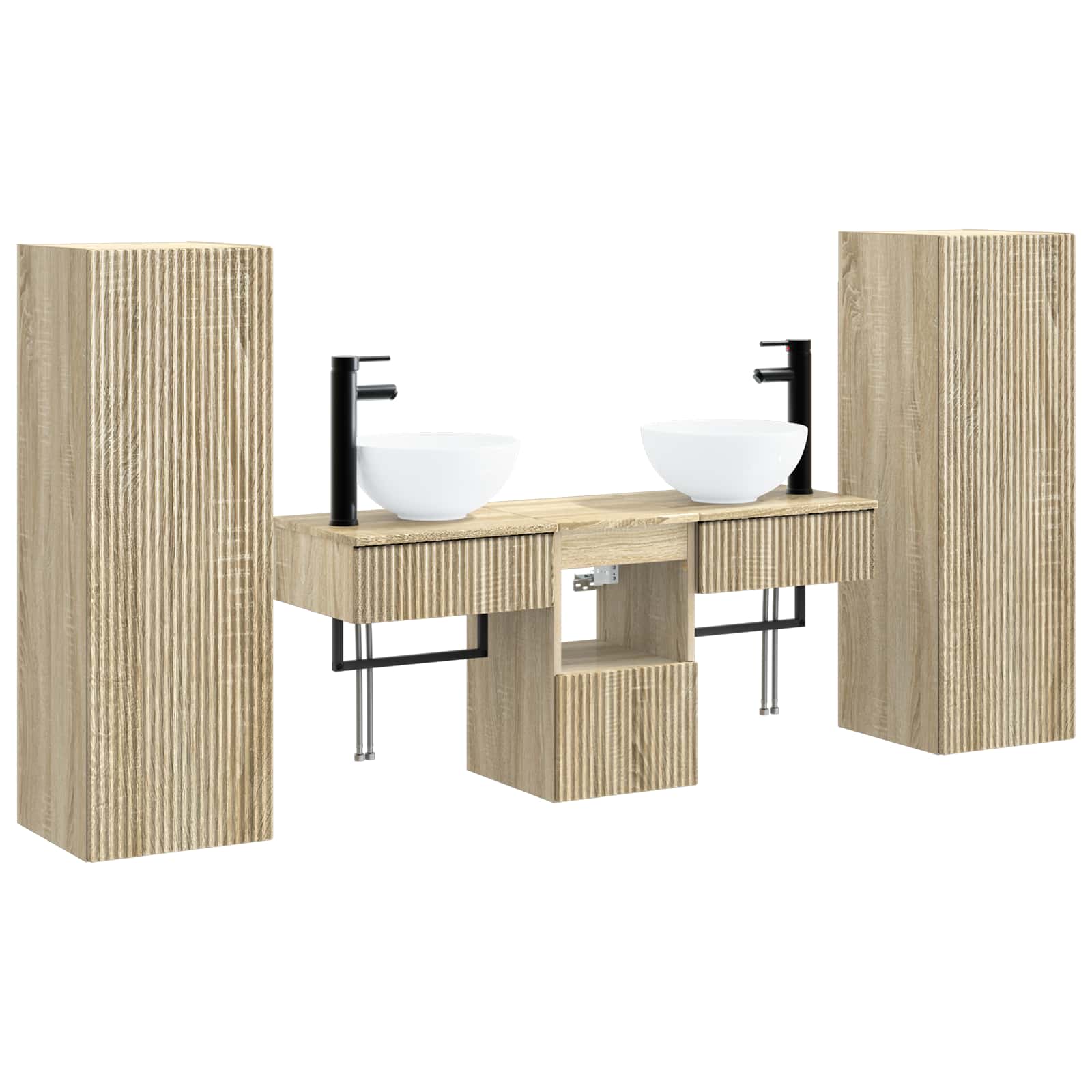 Badezimmerschrank-set 5 Stk. Sonoma-eiche 33 X 34,5 X 100 Cm Vidaxl