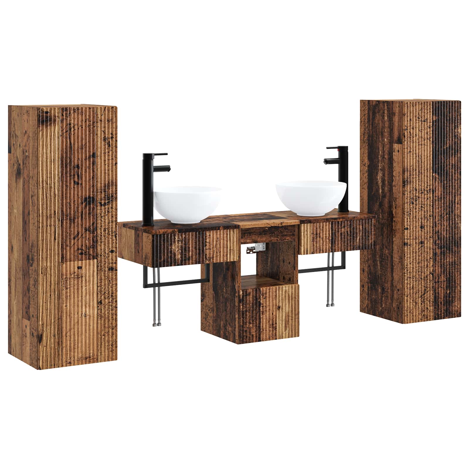 Badezimmerschrank-set 5 Stk. Altholz 33 X 34,5 X 100 Cm Vidaxl
