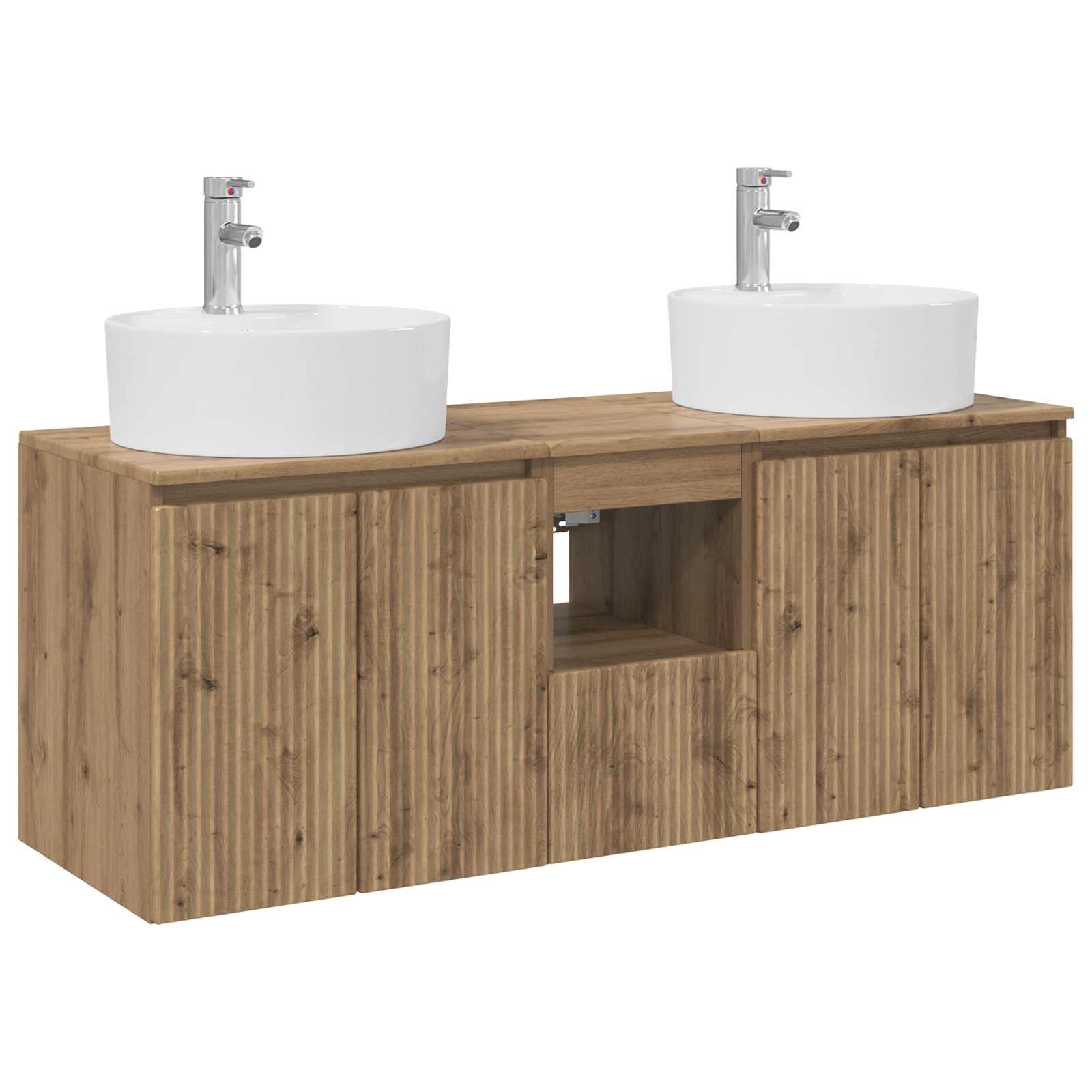 Wandmontiertes Badezimmerschrank-set 3 Stk. Artisan-eiche Vidaxl