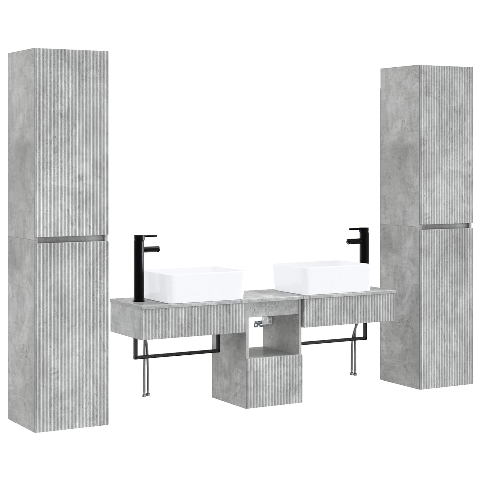 Badezimmerschrank-set 5 Stk. Betongrau 33 X 34,5 X 160 Cm Vidaxl
