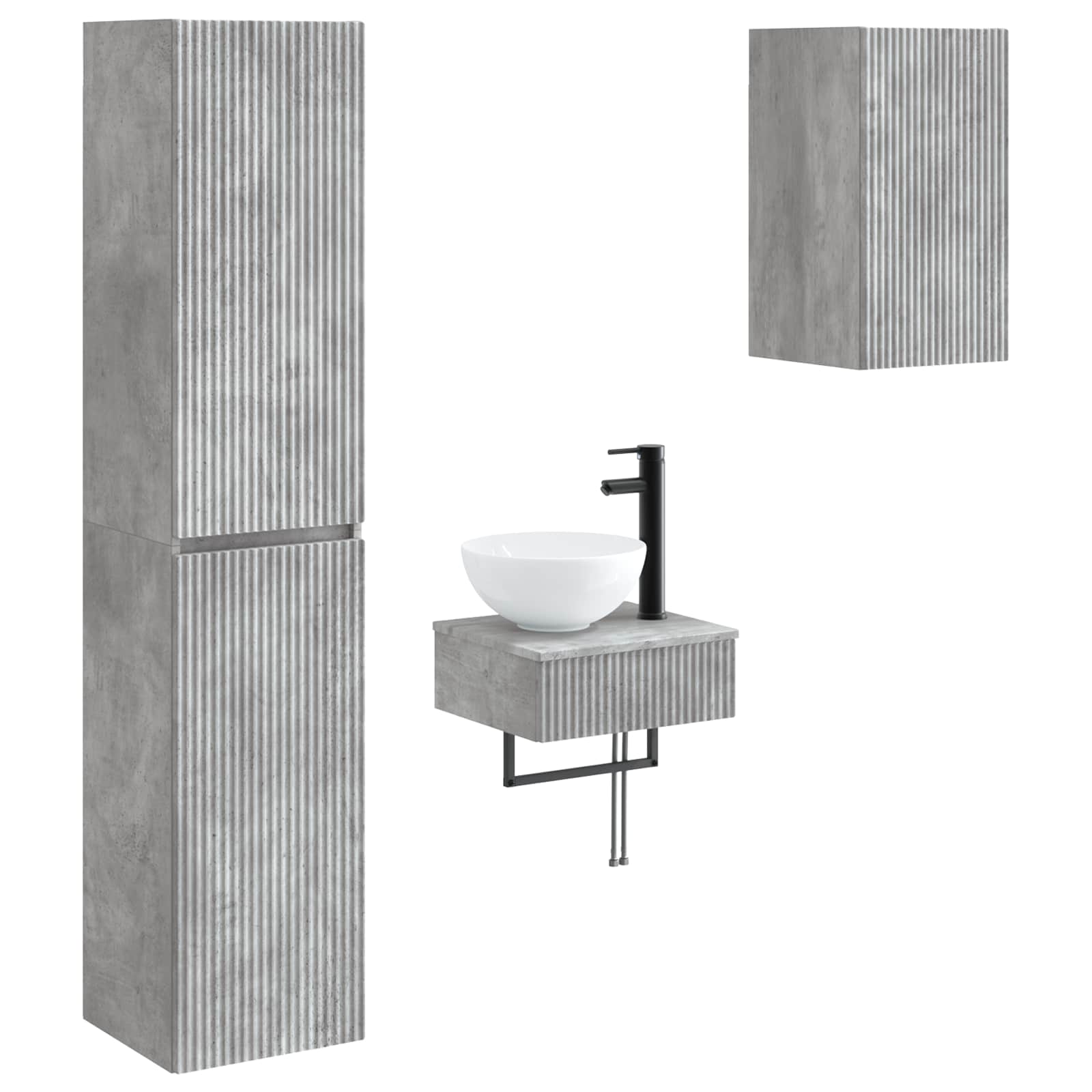 Badezimmerschrank-set 3 Stk. Betongrau 33 X 34,5 X 160 Cm Vidaxl